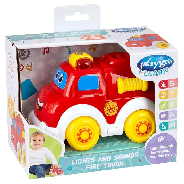 Foto 3 de 7 de Playgro, Lights and Sounds Fire Truck, camión de Bomberos con Luces y Sonidos