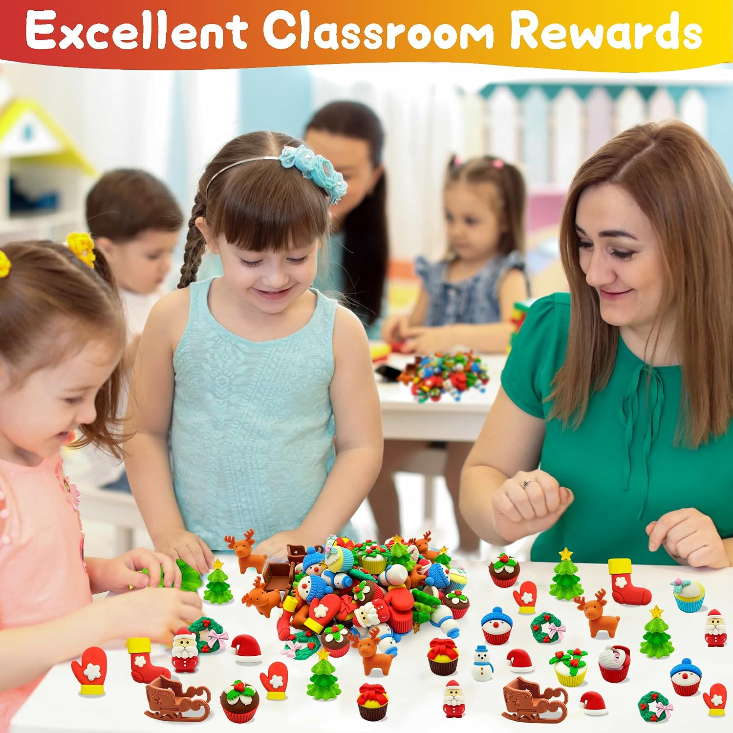 LanMa 30PC Christmas Erasers for Kids Animal Puzzle Eraser Desk Pets for Kids Classroom Rewards Party Favors Holiday Erasers image 4