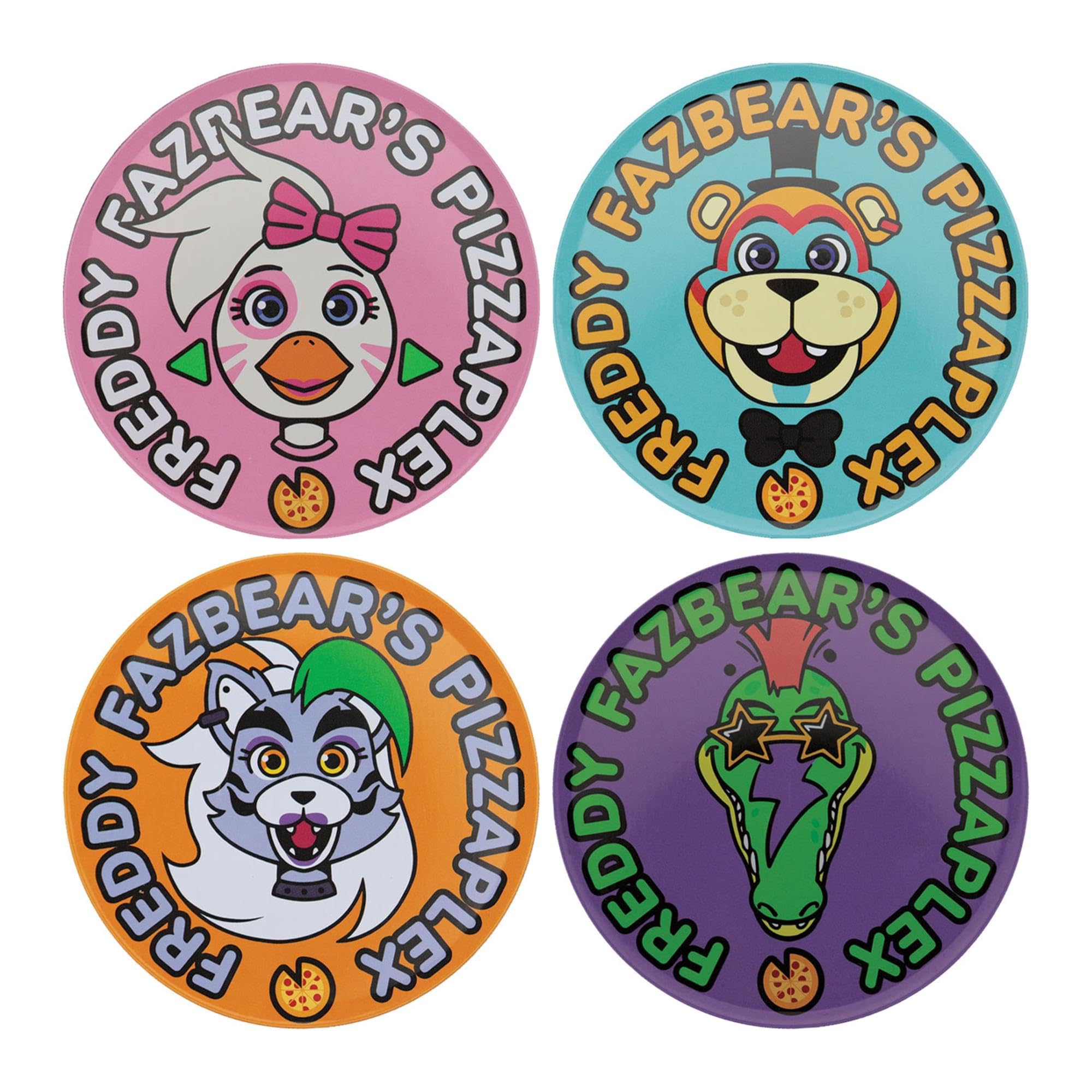 Five Nights at Freddy's Coasters Set of 4 – Officially Licensed Metal Drink Coasters with Printed Designs – FNAF Merchandise for Gamers & Fans