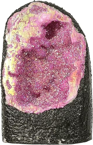 Miniatura 6 de Amogeeli Decoración de muestras minerales de racimo de geoda de cristal con revestimiento de titanio irregular para el hogar y la oficina, 3.53-7.05