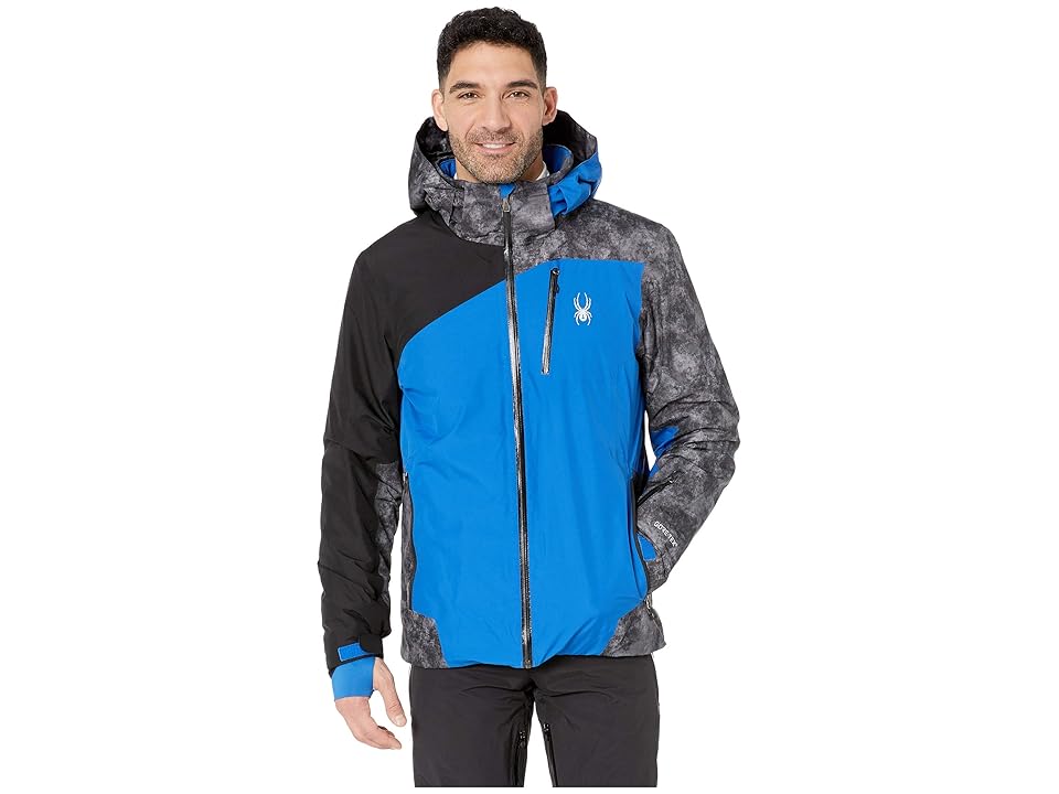 Spyder Copper Jacket (Turkish Sea/Cloudy Tonal Distress Polar/Black) Men's Coat, Blue