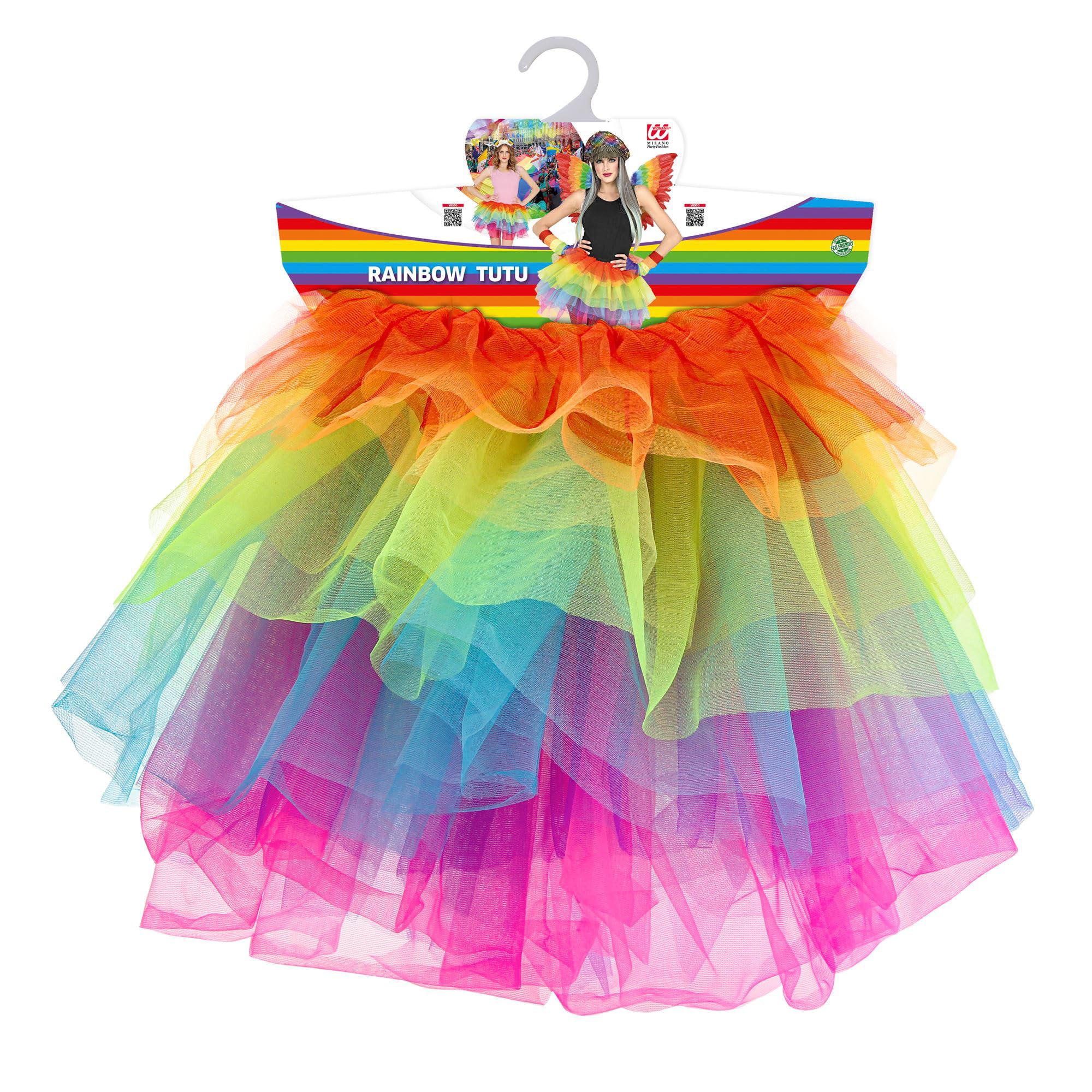 W WIDMANN MILANO Party Fashion 10344 - tutu tęczowa spódnica dla dorosłych, tiulowa spódnica, tancerki, karnawał, impreza tematyczna