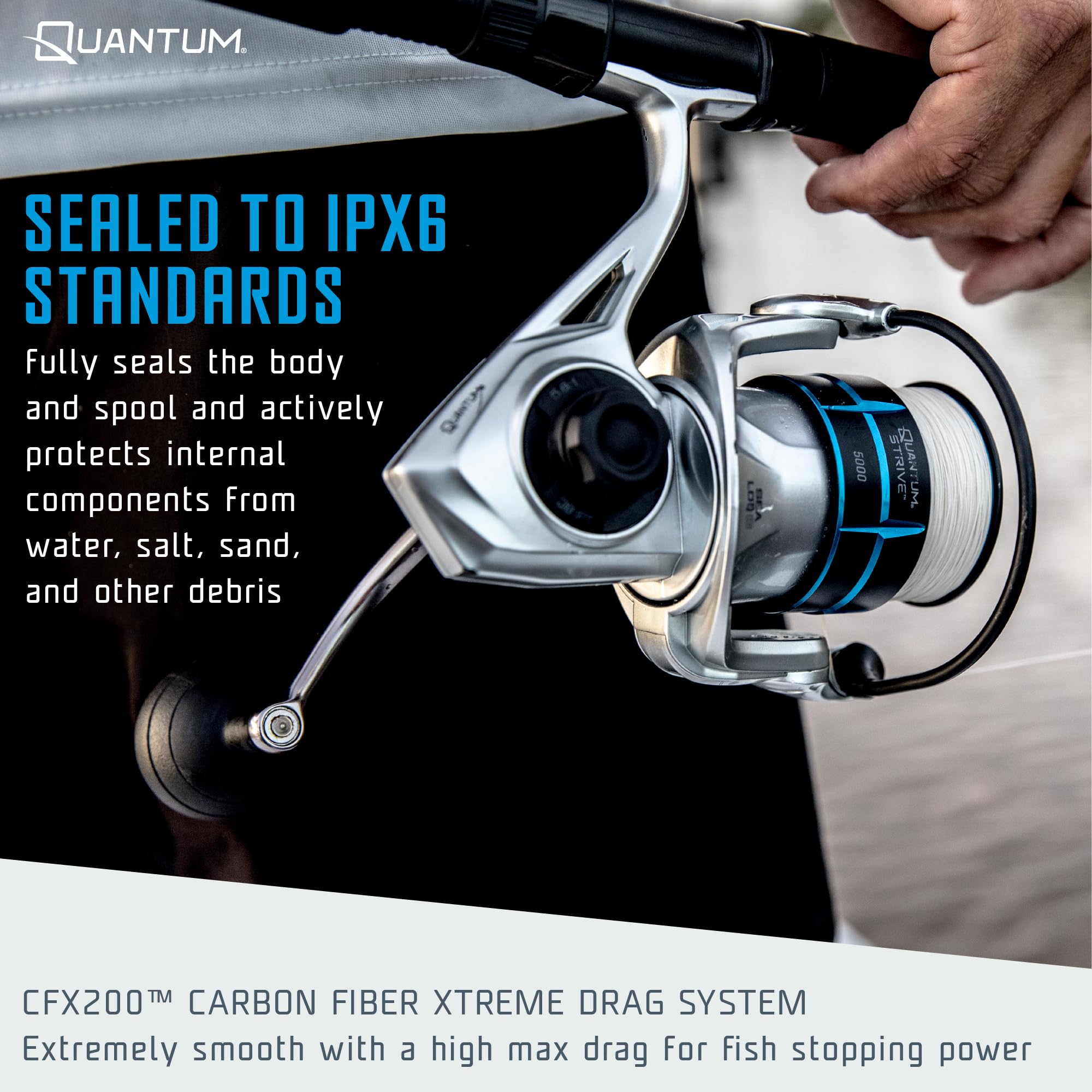 Quantum Strive Spinning Reel and Fishing Rod Combo, 7-Foot 1-Piece, Medium Power Fast Action Rod, Graphite Blank, Size 4000 Reel, 6.2:1 Gear Ratio : Sports & Outdoors