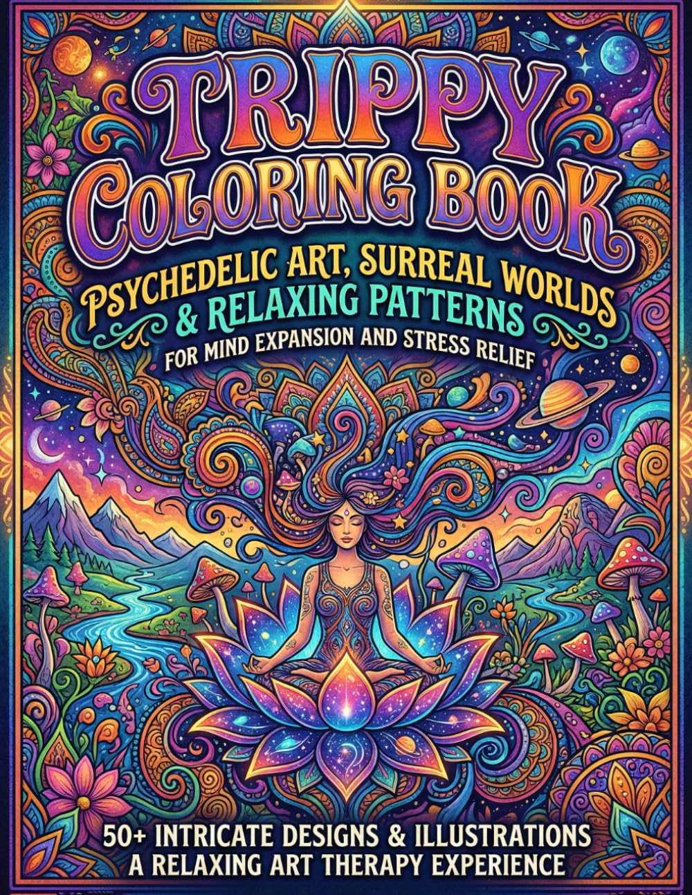 Trippy Coloring Book: Psychedelic and Surreal Coloring Pages for Stress Relief and Creativity