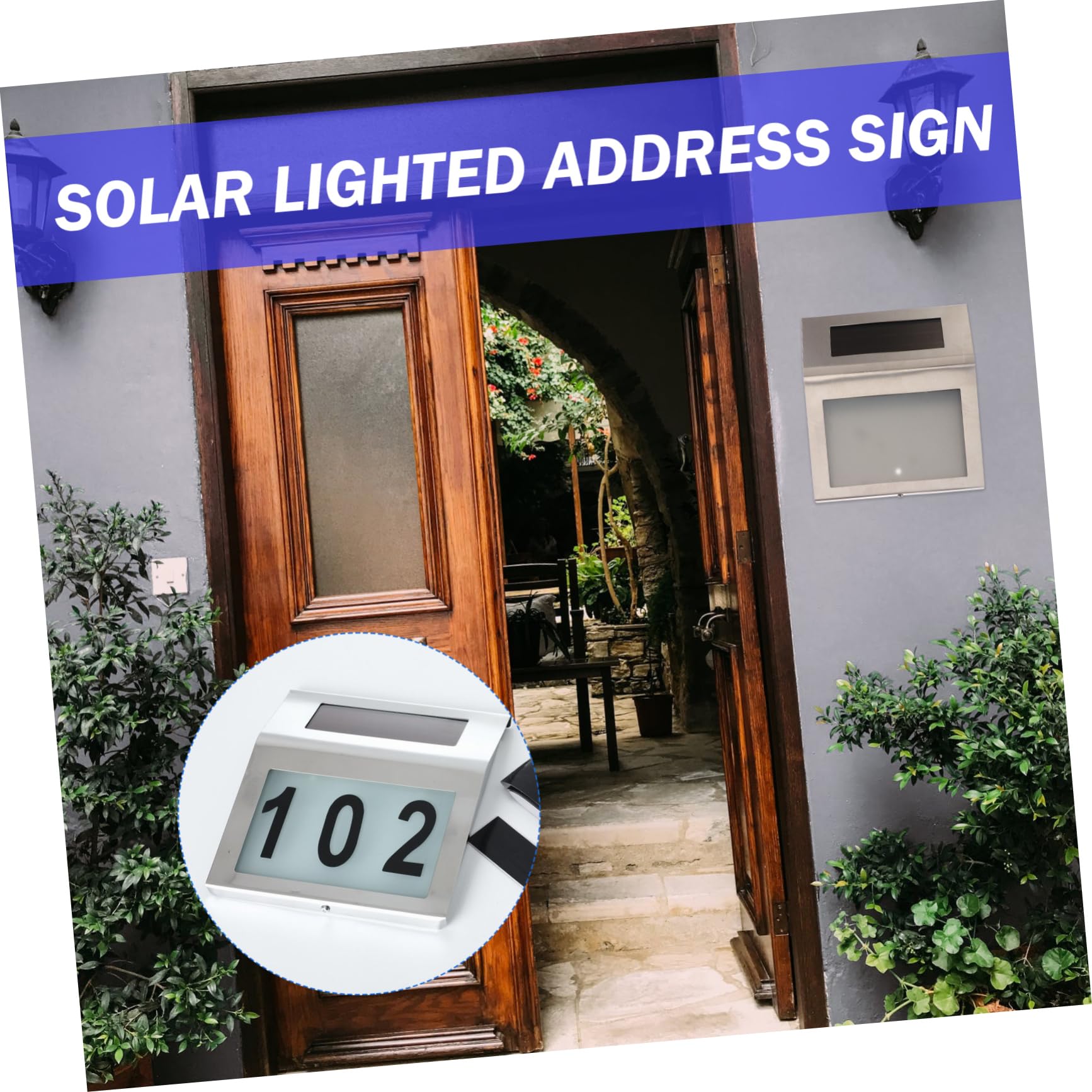 Lampada Solare da per Numero Civico in Acciaio Inossidabile Illuminazione LED Senza Fili Resistente Intemperie e Giardino