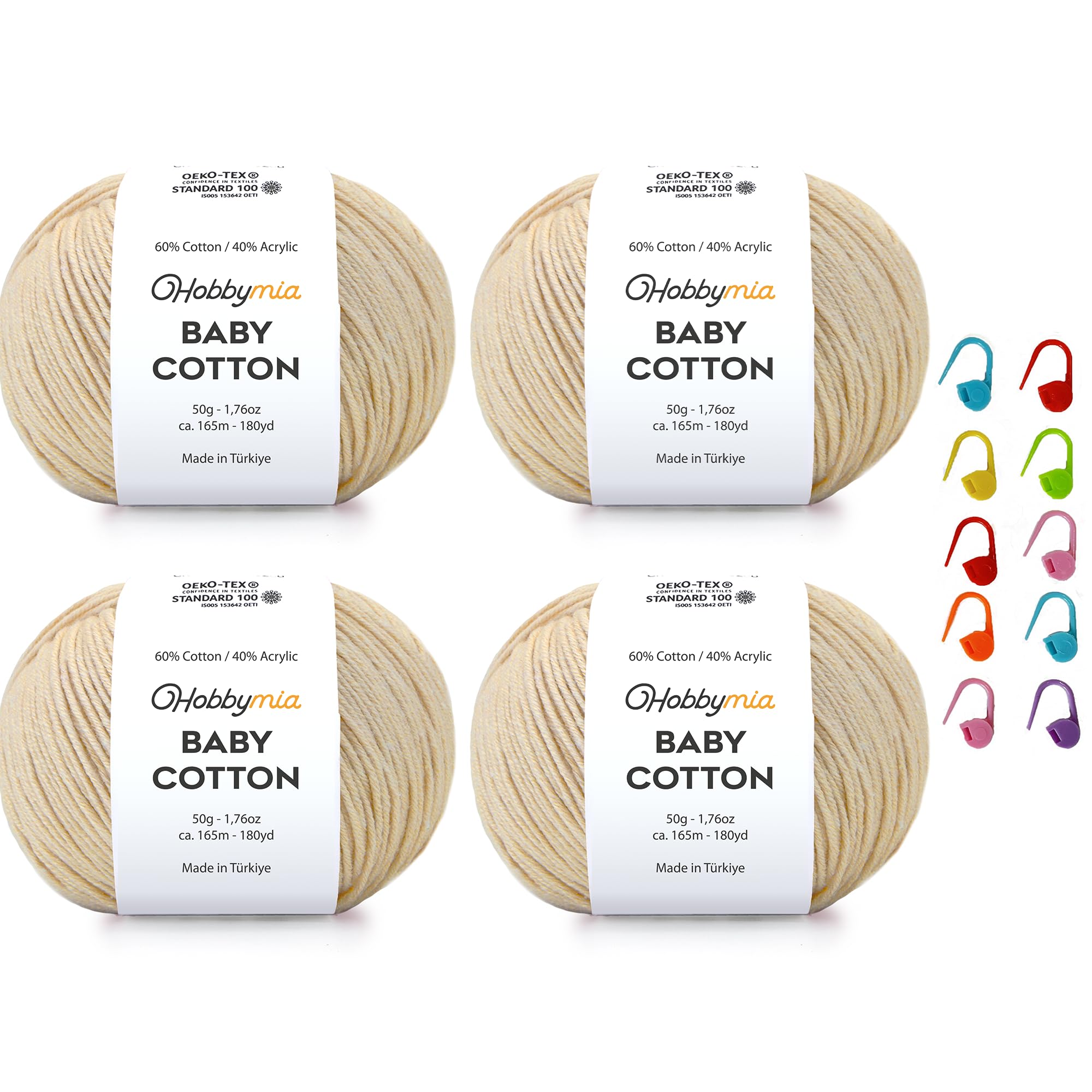 Baby Cotton Blend Yarn – Soft Sport Weight Yarn for Crochet & Amigurumi - 50g/180yds - 60% Cotton 40% Acrylic - Ideal for Baby & Knitting Proj.(Neon Green, 1 Ball) — view 80
