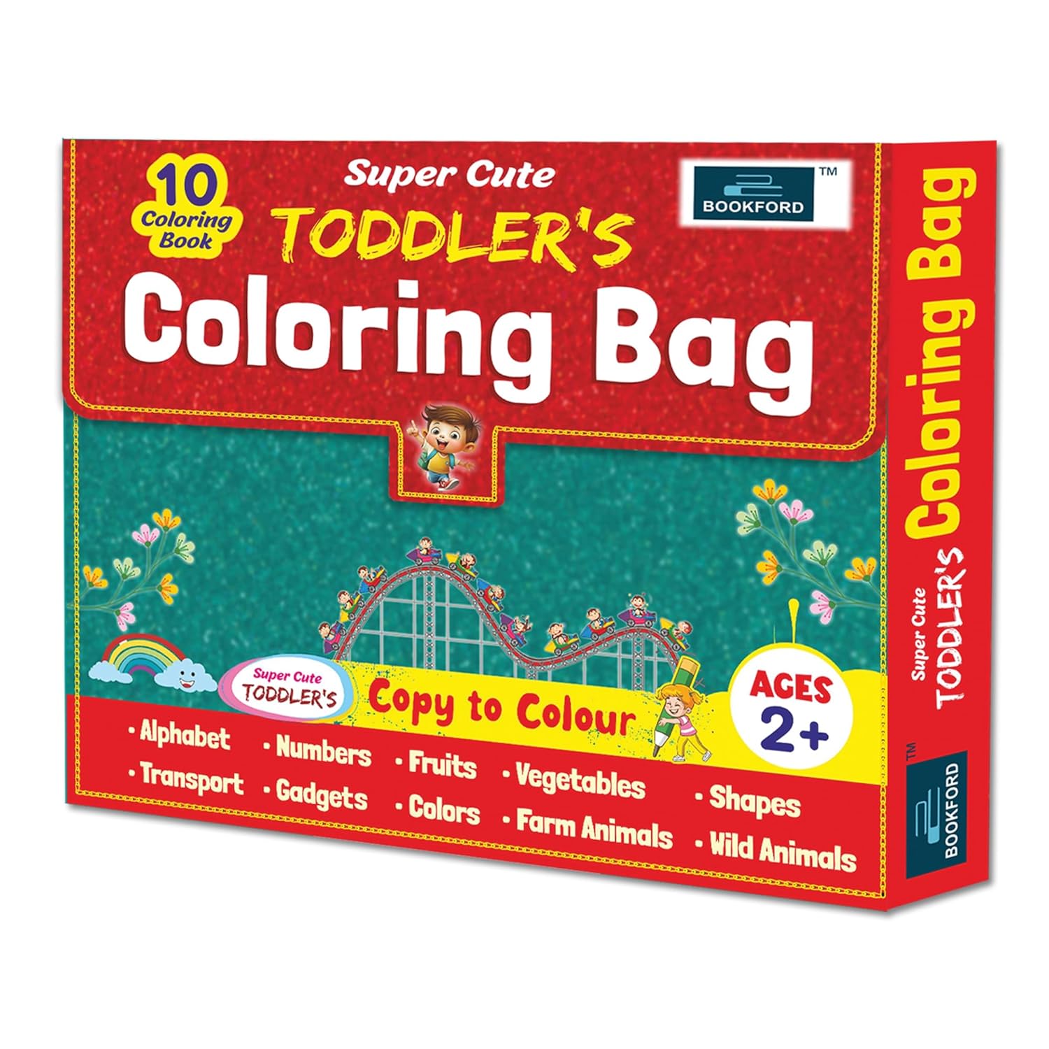 BOOKFORD Super Cute Toddler's Coloring Bag Set Of 10 Coloring Books For