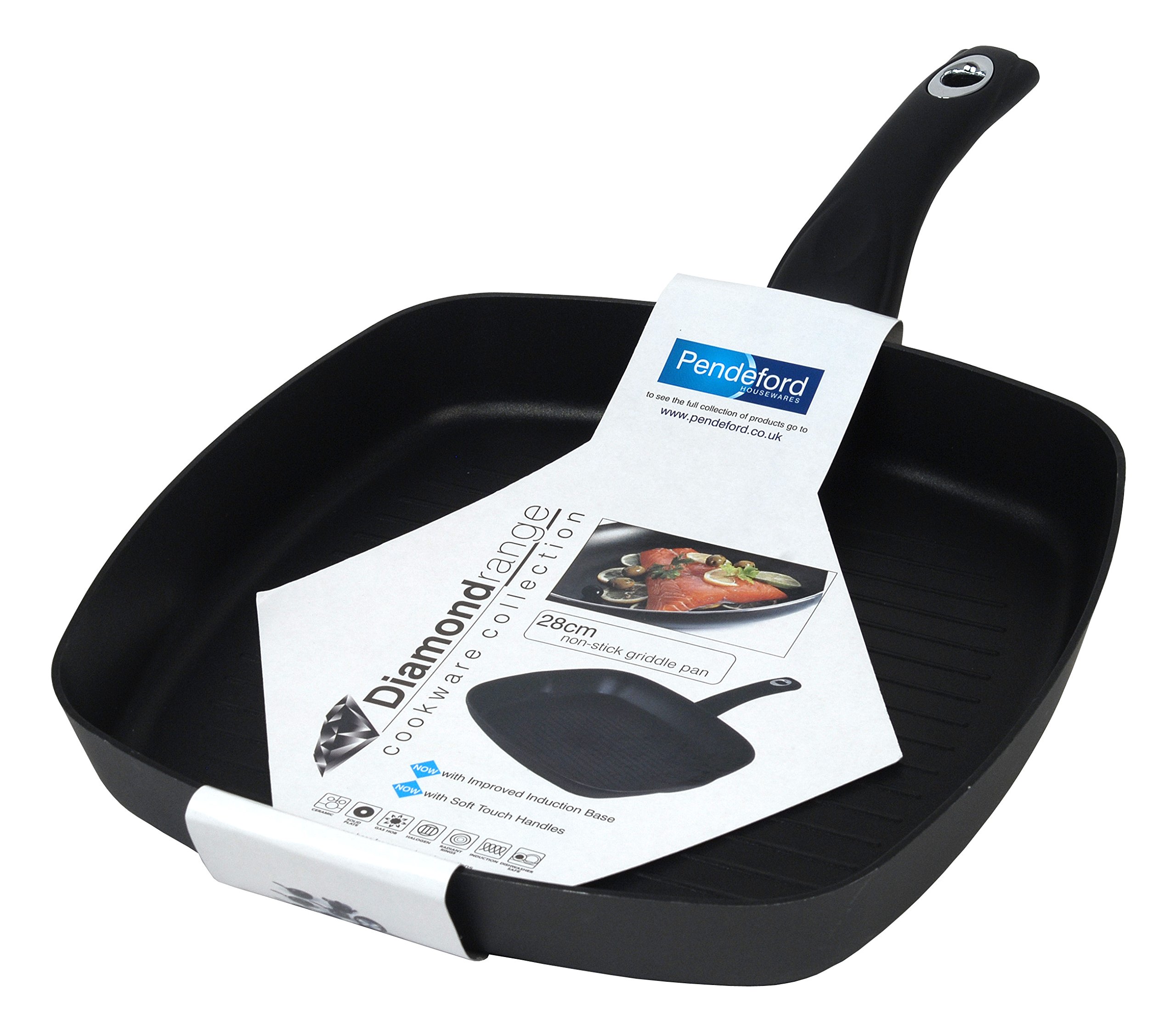 Diamond Non-Stick Grill Pan, Black, 28 cm