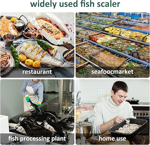 Miniatura 7 de 3 piezas de raspador de pescado, cepillo de raspador de pescado, kit de limpieza de peces de acero inoxidable, raspador de piel de pescado, raspador