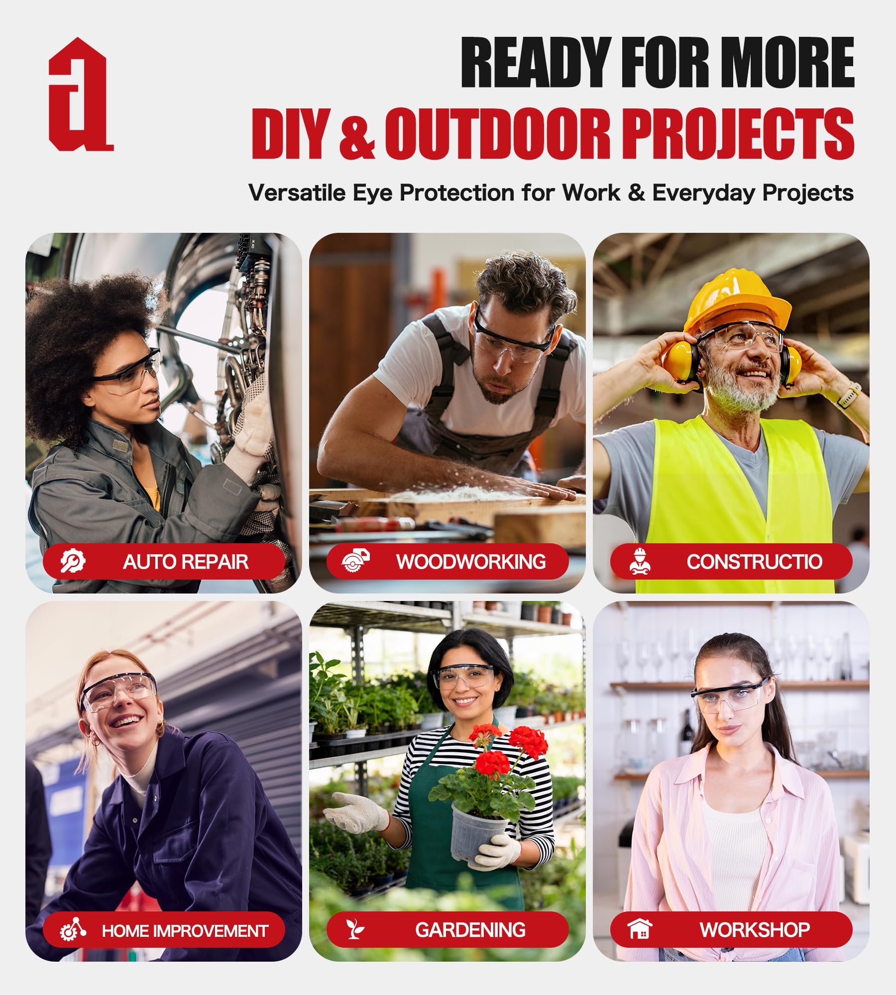 AnTools 2-pak okularów ochronnych ANSI Z87+, przeciwmgielne, odporne na zarysowania, regulowane zauszniki, przezroczyste okulary ochronne, okulary laboratoryjne