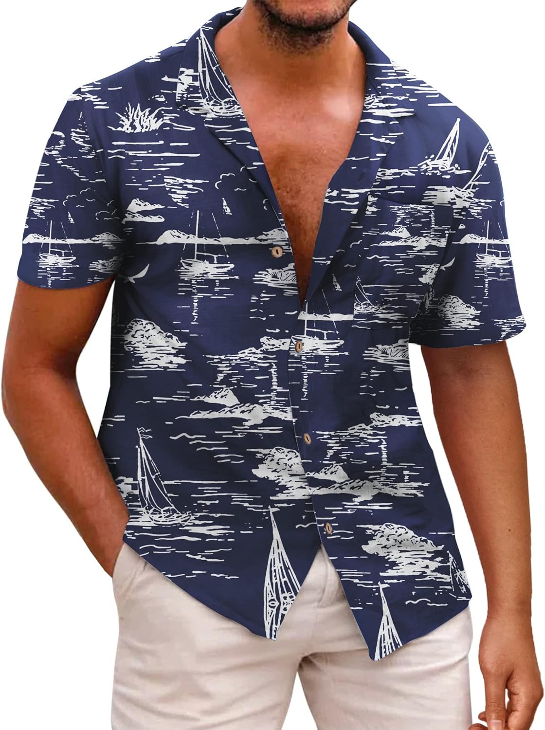 Men's Hawaiian Shirt Short Sleeve Button Down Tropical Summer Beach Casual Shirts - Image 6