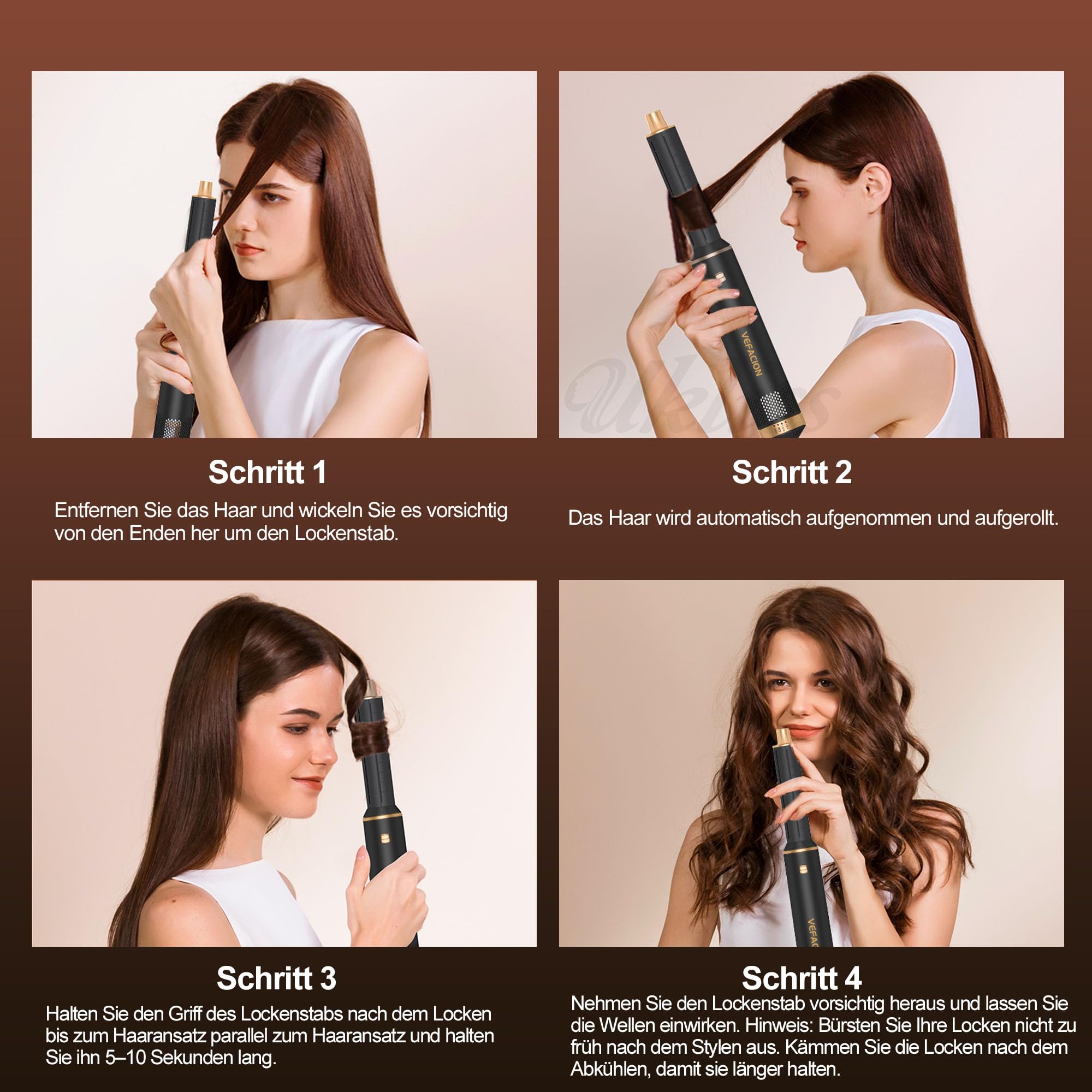 Zestaw 5 w 1 Airstyler | szczotka rotacyjna suszarka do włosów z 3 poziomami temperatury i funkcją jonizacji | do loków, prostowania, objętości i szybkiego suszenia