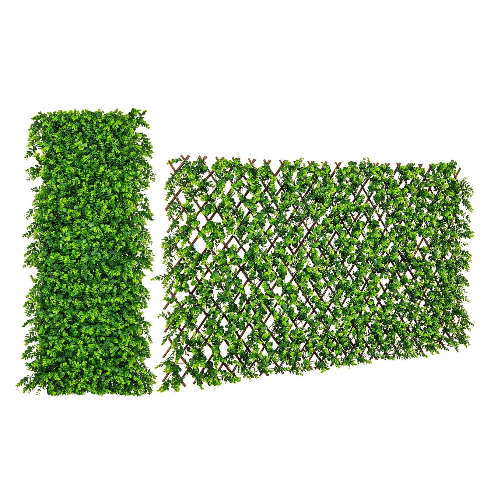 COSTWAY Mata maskująca ze sztucznego bluszczu do ogrodu, 180 x 90 cm, żywopłoty ścienne z liśćmi eukaliptusa, ogrodzenie do ogrodu, żywopłotu, balkonu, dekoracja zewnętrzna, ochrona przed wiatrem,
