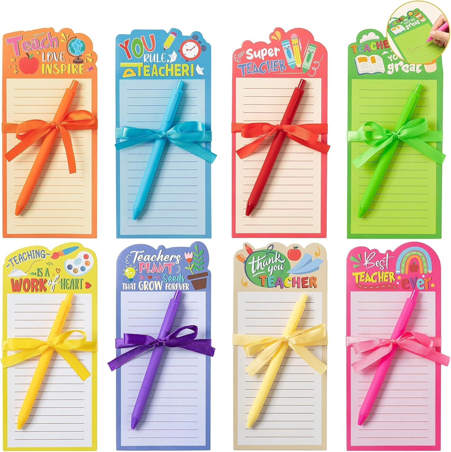 2ooya Funny Teacher Notepads with Pens Teacher Appreciation Gifts Shopping List to-Do Notes for Teacher Students School Office Teacher's Day Birthday Spring Easter Summer Exchange Gifts