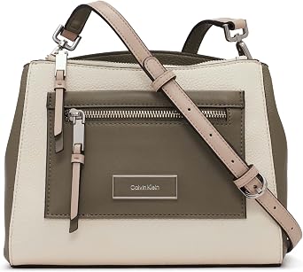 Calvin Klein Hadley Triple Compartment Crossbody, Cherub White/Dusty Olive/Mushroom, One Size, Kerbium White/Dusty Olive/Mushroom