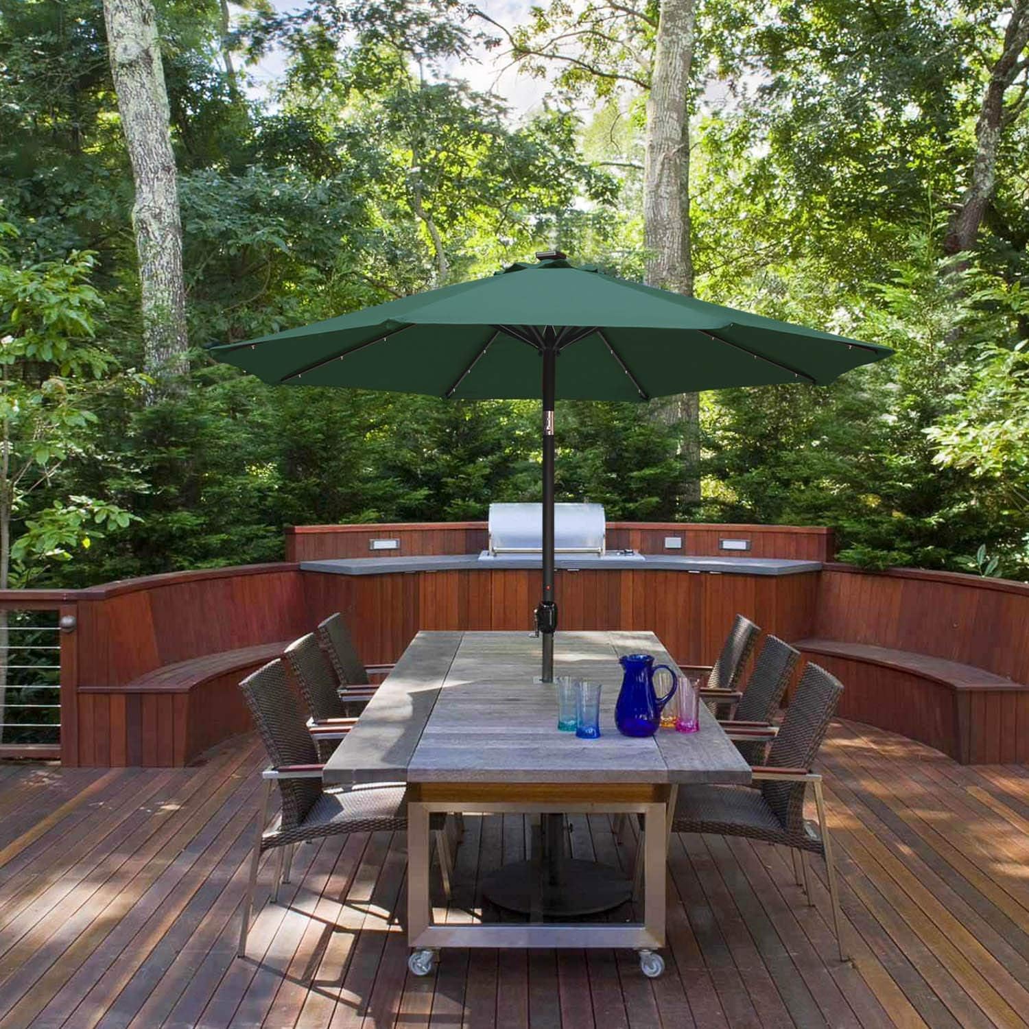 MASTERCANOPY 9ft Maket Patio Umbrella 9ft 32 LED Lighted Patio Umbrella (Forest Green)