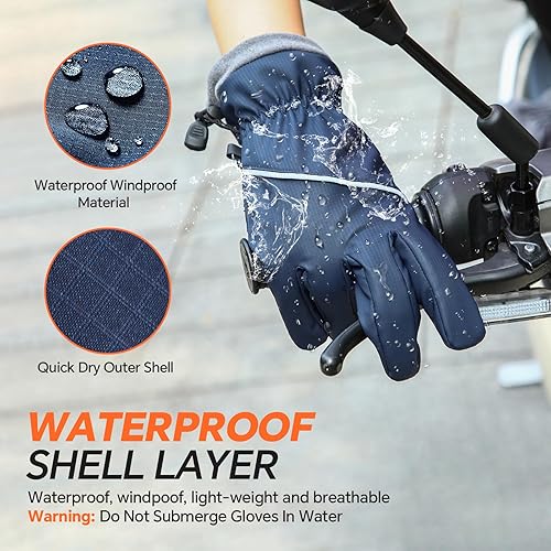 Miniatura 3 de Guantes de invierno impermeables y resistentes al viento para hombres y mujeres, térmicos cálidos para clima frío, agarre de nieve para pantalla