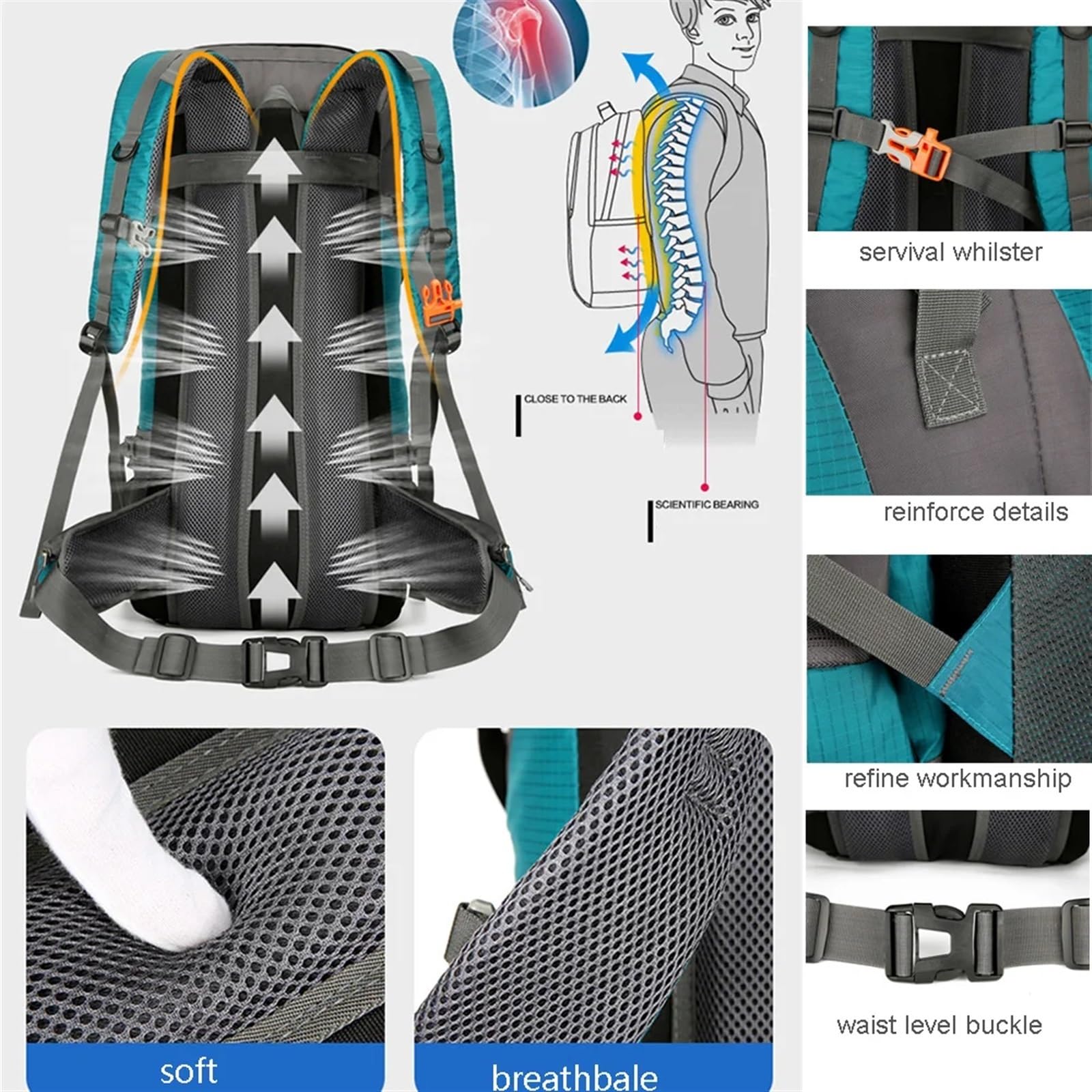 Borsa da Viaggio Zaino da Campeggio in Nylon da 70 Litri con Copertura Antipioggia Zaino da Trekking for Esterni Zaino da Alpinismo Borse a Tracolla da Uomo Bagagli Zaino Sportivo Uomo(Black)