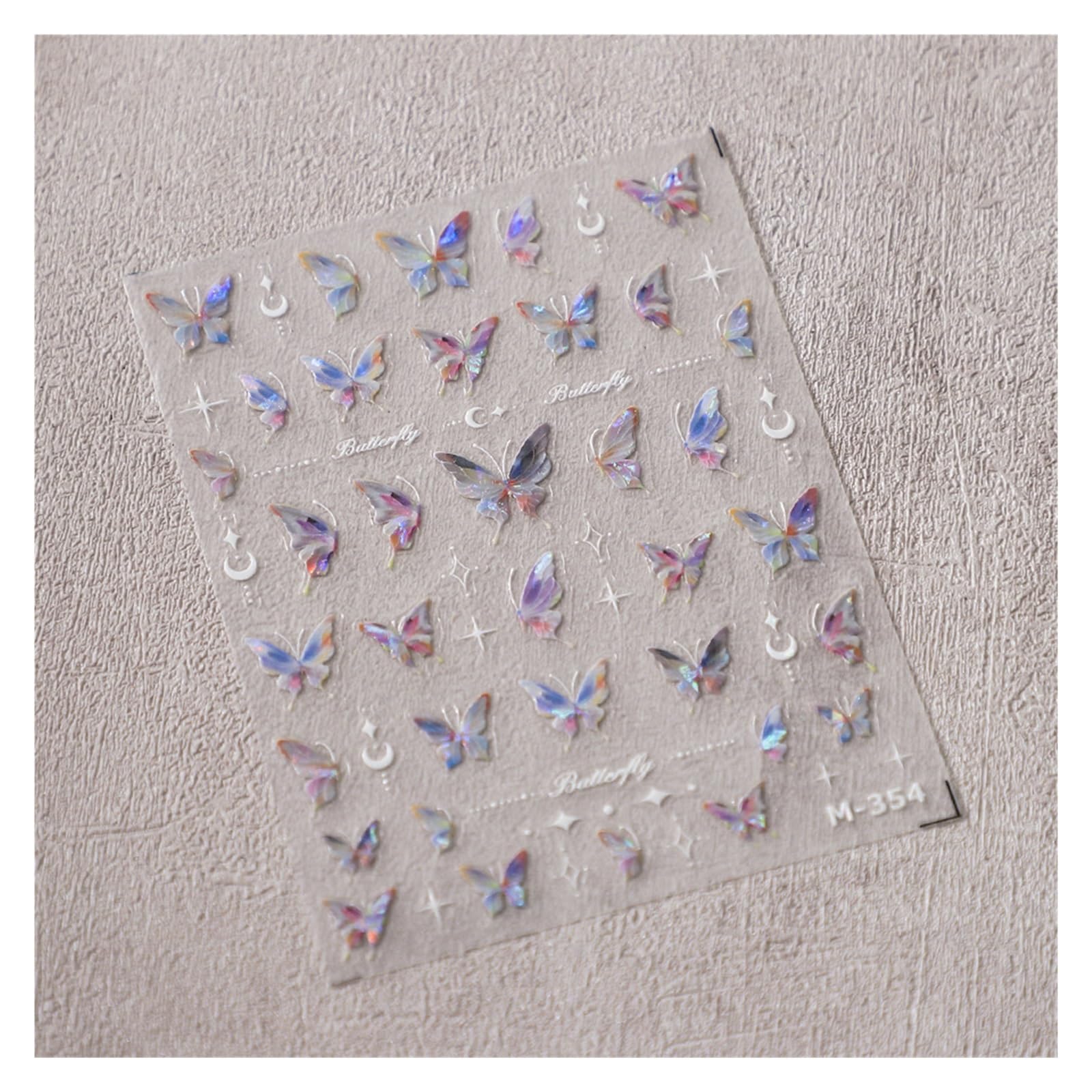 5 Pcs 5D Embossed Aurora Butterfly Nail Art Stickers Self Adhesive Decals for Nails Decoration DIY 3D Acrylic Supplies Parts(M354)