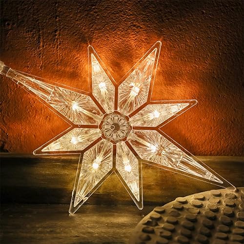 Miniatura 5 de Luces de estrella de Navidad de Belén de 10.8 pulgadas, decoración de árbol de estrella iluminada de plástico, luces LED colgantes para ventana,