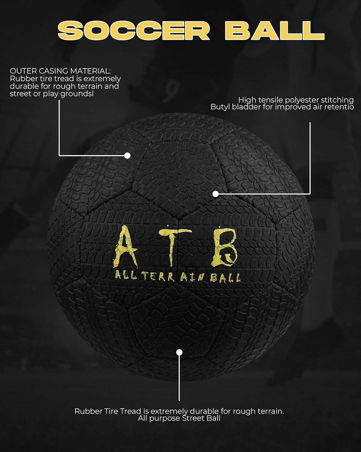 American Challenge All Terrain Rubber Soccer Ball – Sizes 2, 3, 4 & 5 – Durable Street Soccer Ball for Playground, Training, Park & Grass Field Play for Youth & Adults - Image 6