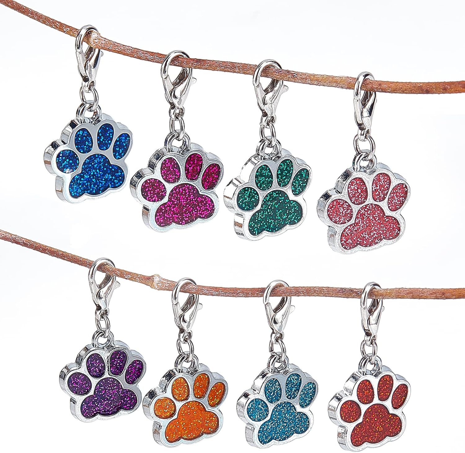 NBEADS 8-Piece Dog Paw Stitch Markers, 8 Color Enamel Alloy Crochet & Knitting Stitch Marker Charms image 5
