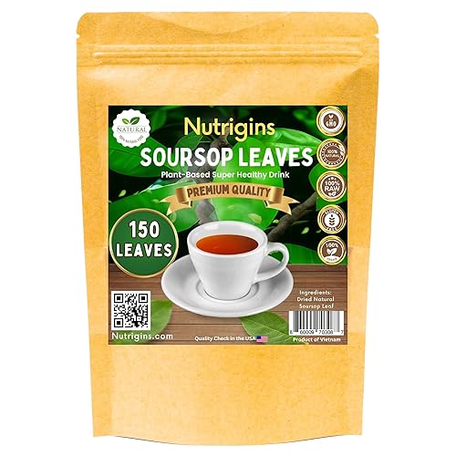 Nutrigins - Hojas de guanábana prémium - 150 hojas - Hojas de té de guanábana secas - Hojas de graviola 100% naturales artesanales silvestres -