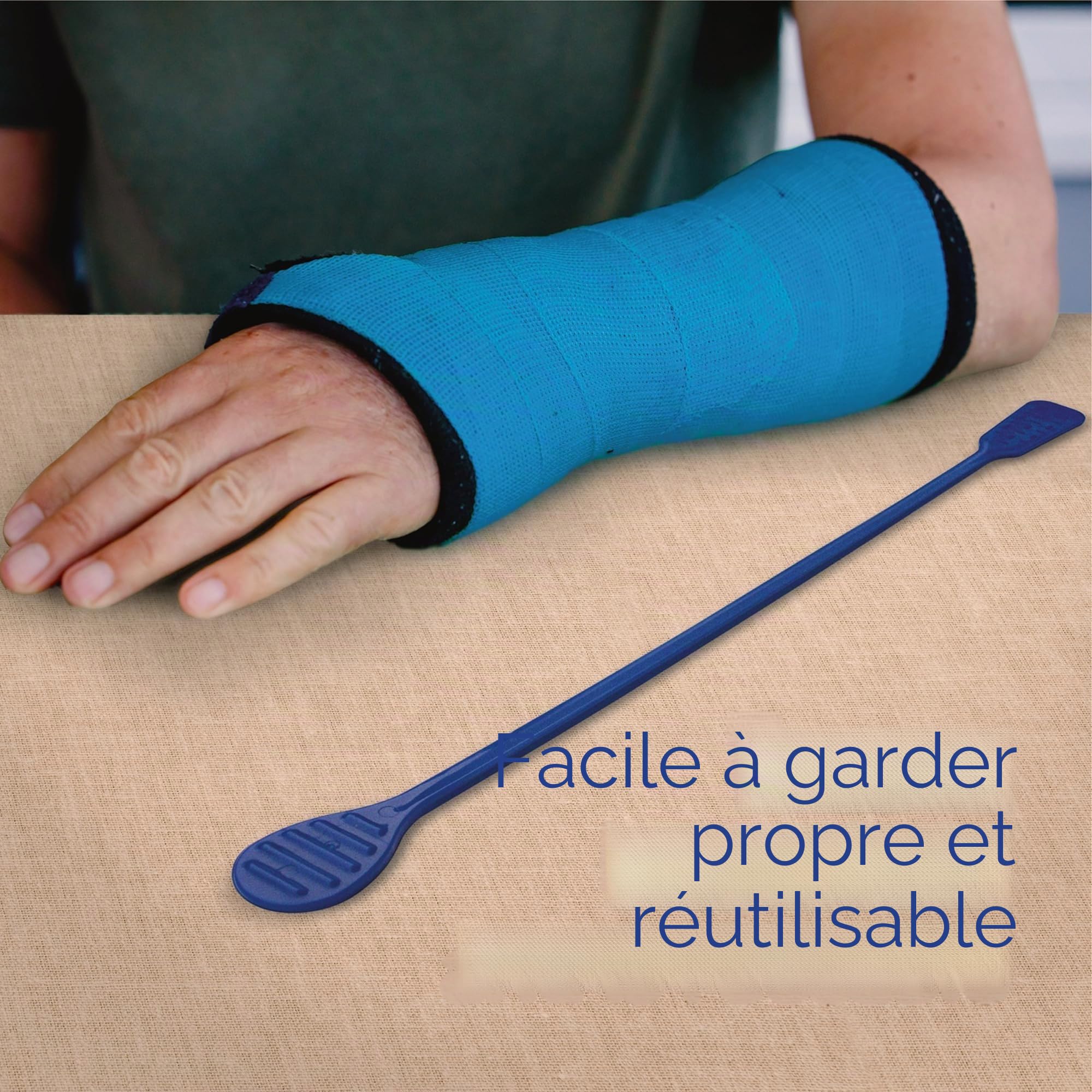 Bloccs Kit de soin étanche pour plâtre de bras adulte (S) + gratte-plâtre ItchFlex – Protection pour la baignade et la douche