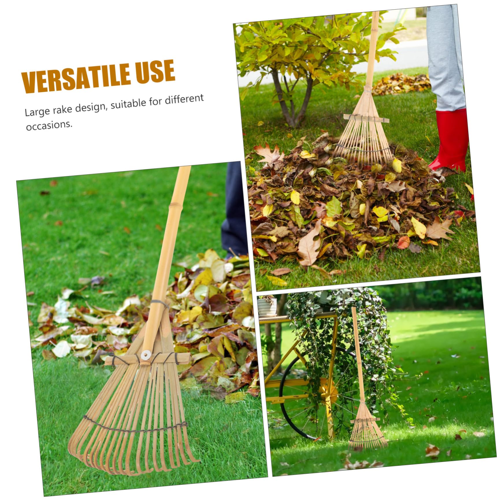 Milisten Outil de jardinage en bambou avec manche en bois, petit râteau de jardin pour desserrer les tâches de jardinage