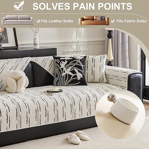 Miniatura 5 de STACYPIK Funda de sofá de jacquard geométrico para perros, respaldo y reposabrazos para mascotas, funda de sofá para sofá de 2 cojines, protector de