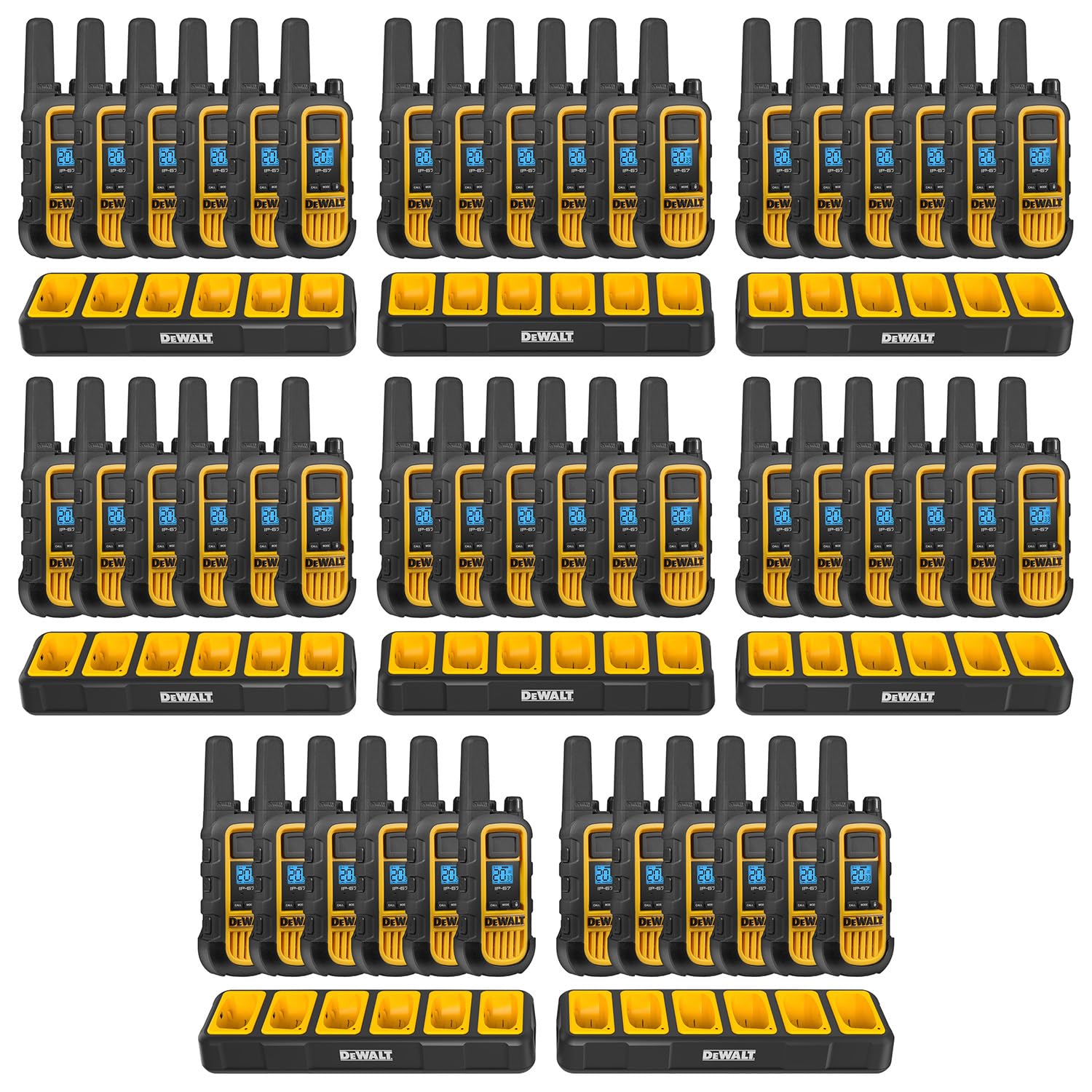 DEWALT DXFRS800 FRS Walkie Talkies, 2W, 48 Pack, 8 Gang Chargers
