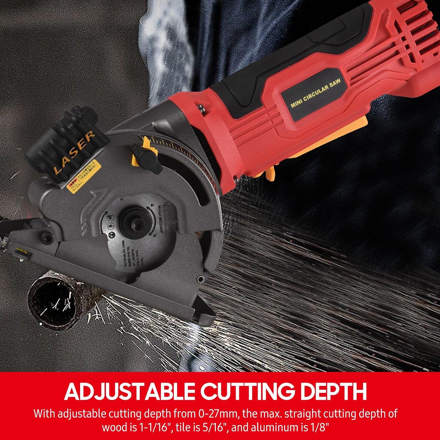 580W 4.8A Mini Circular Saw, 3700RPM Compact Electric Saw with Guide and Vacuum Port, 3 Blades for Cutting Wood Tile Plastic Soft Metal (US Plug)