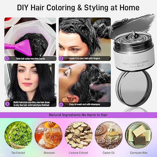 Miniatura 20 de Glod - Tinte temporal para el cabello, cera temporal para el cabello, tinte natural lavable para el cabello, para mujeres, hombres, niños, fiesta