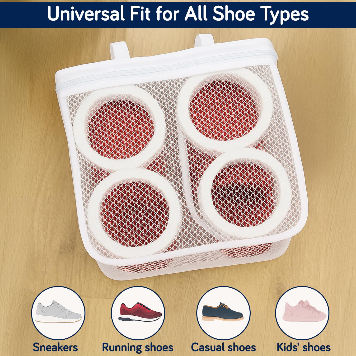 HOKIPO Shoe Mesh Bag for Washing Machine — Shoes Wash Bags with Bumper Protectors, Sneaker Laundry & Drying Bag, Portable Mesh Laundry Bag for Shoes(AR-5884) 3