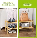 BMOSU 2-Tier Rangement de étagère de chaussures empilables Premium Rack de bambou pour hall d'entrée du salon Organisateur (Natural)