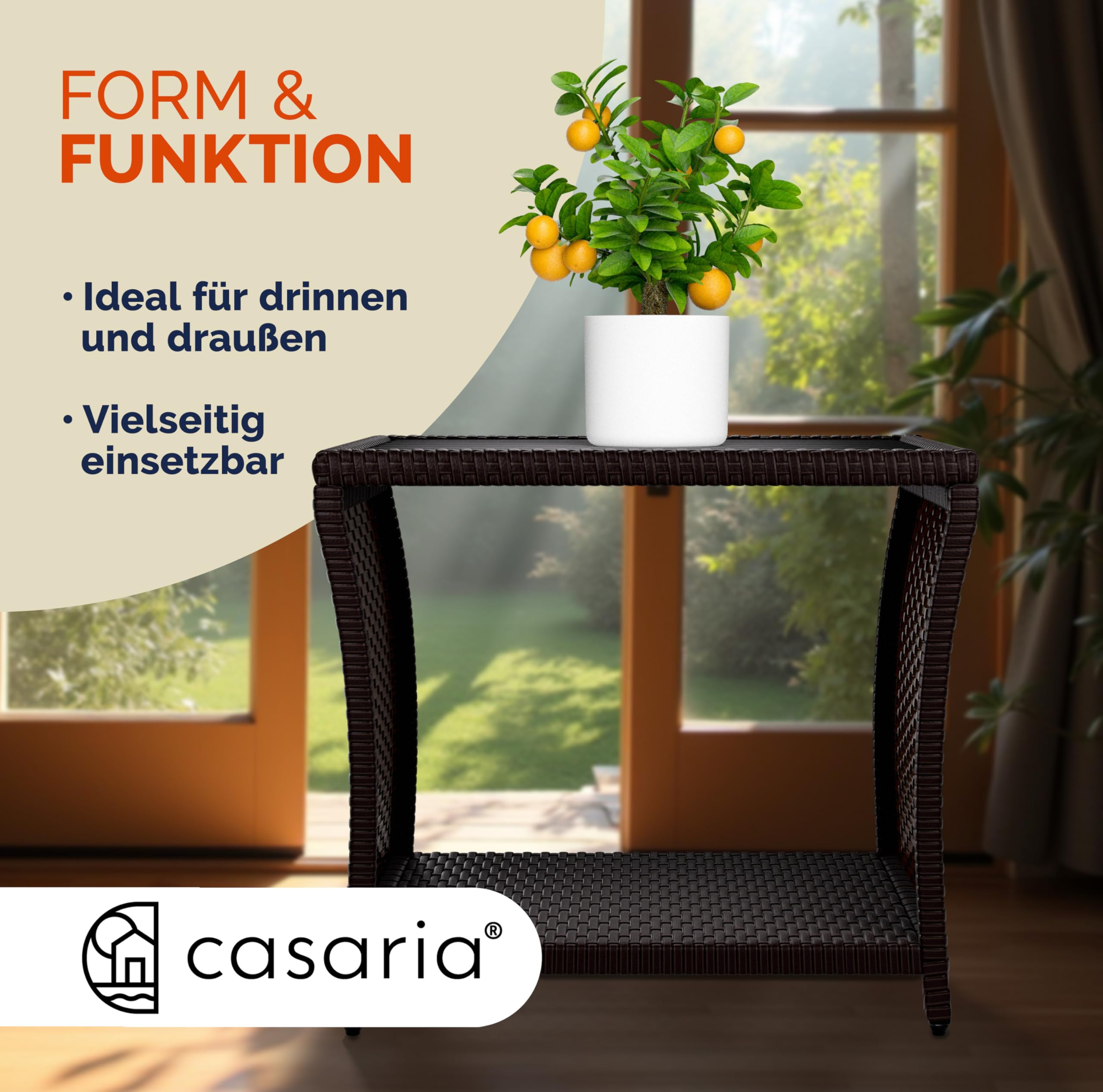 Casaria Tavolino in Polyrattan WPC 45x45x40cm Altezza regolabile Tavolo Basso da Giardino