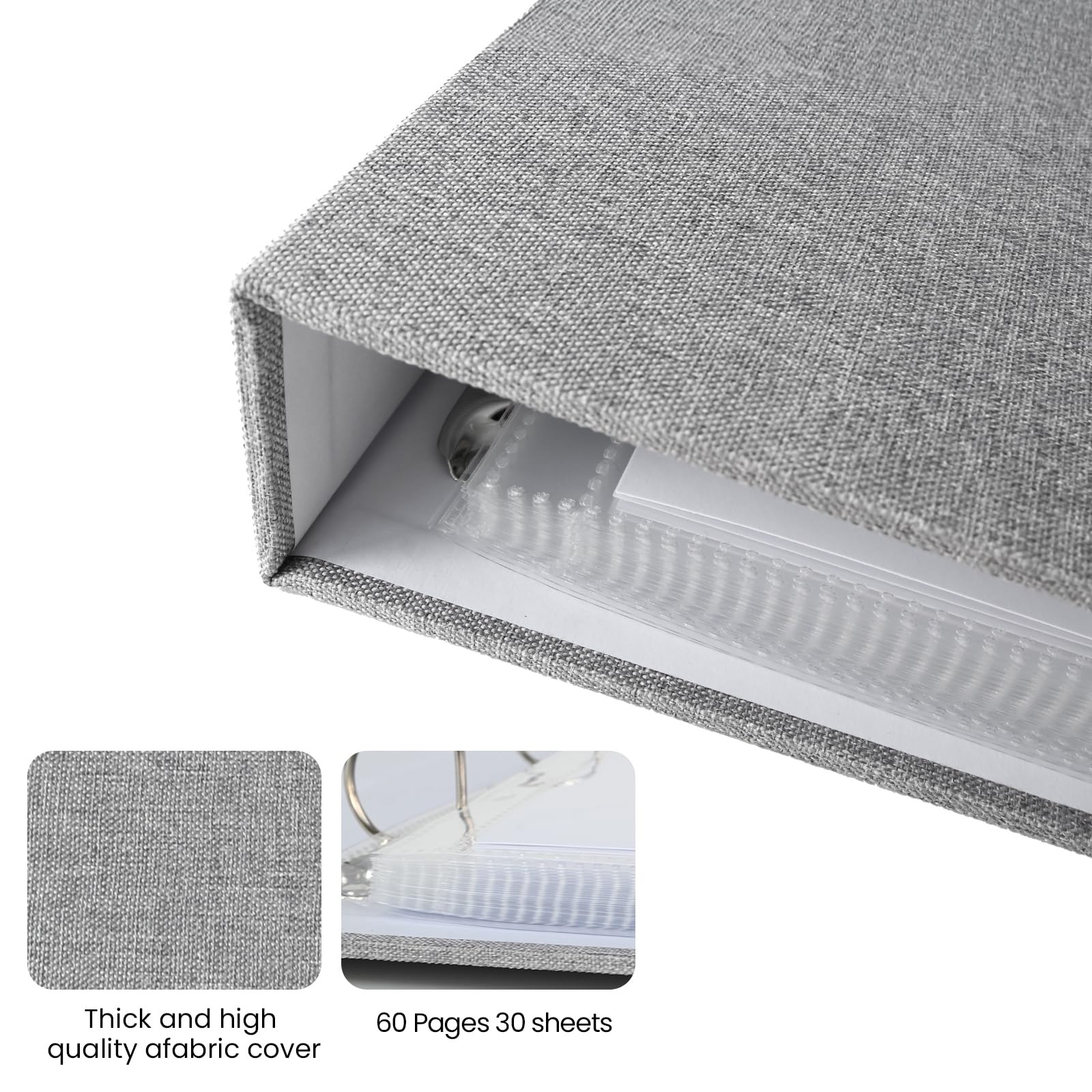 Álbum de recortes de 8.5 x 11 pulgadas, tamaño grande, 3 anillos, con 30 fundas de plástico, 60 páginas interiores blancas en blanco, 8.5 x 11 pulgadas, álbumes de fotos de bebé de viaje