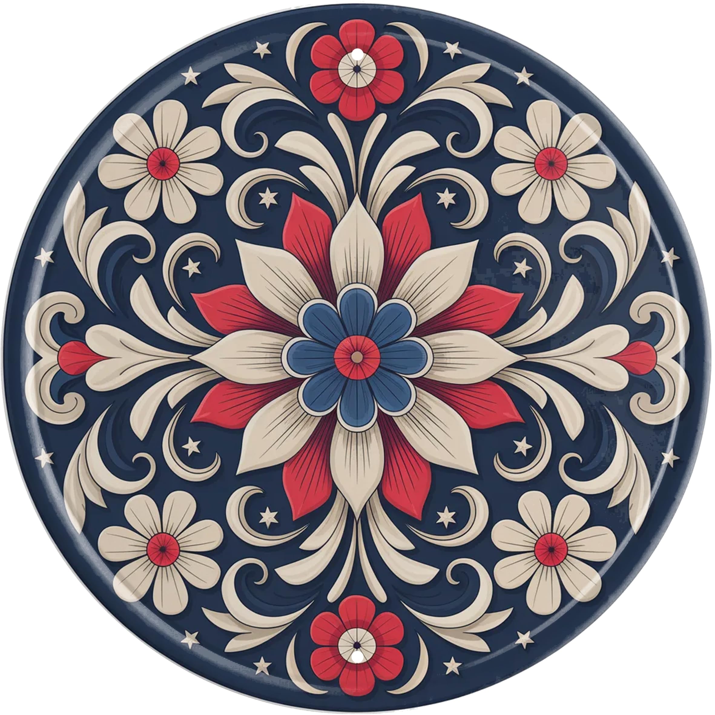 Flower Metal Sign 8x8in Round Botanical Plaque for Home Wall Decor Nature Gift