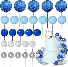 ASTARON 50 Pcs Ball Cake Topper Decorations Mini Balloons Cake Topper Sticks Foam Balls Cake Picks for Wedding Party Birthday (Blue)