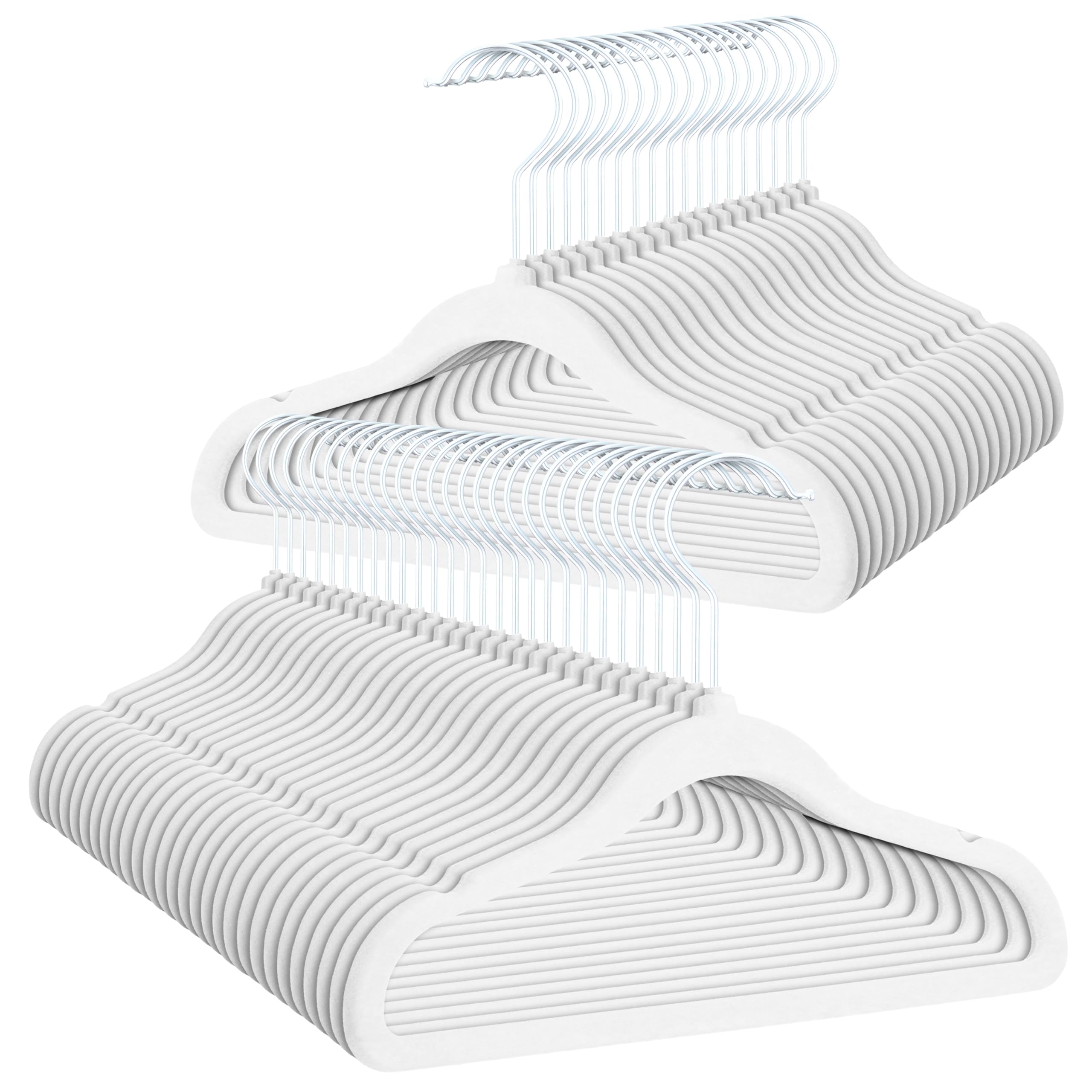 OGIVO Kleiderbügel Kinder Samt– 50er Set – Kinder Bügel aus Samt 30 cm – Samtkleiderbügel 360° drehbarer Haken - Kleiderbügel für Babys und Kleinkinder (Weiß)