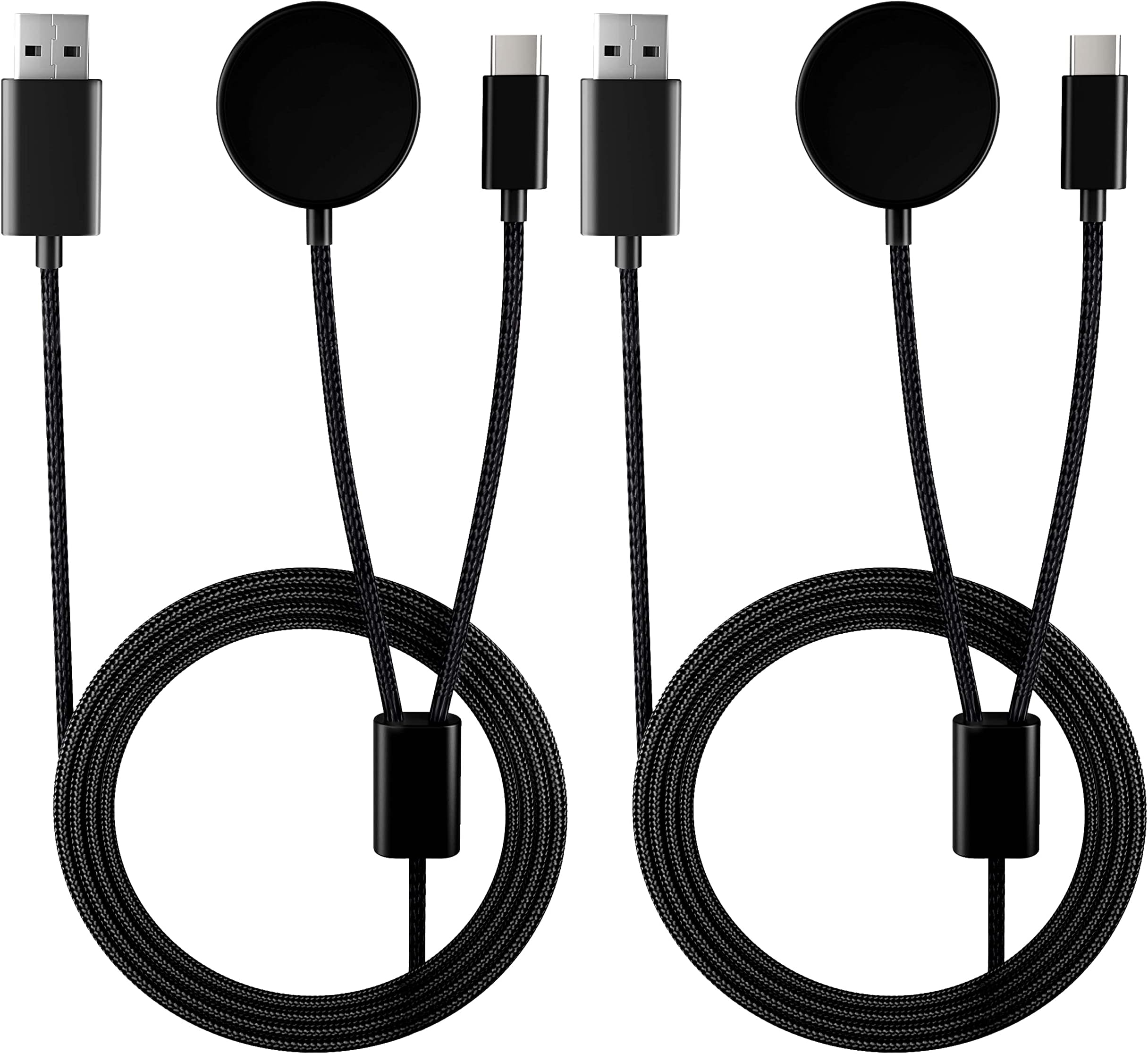 2 Pack 2 in 1 Galaxy Watch 6 Charger with USB C Charging Cable Compatible with Samsung Galaxy Watch 6/5/5 Pro/4 Classic/3/Active 2/Active & Galaxy S22/S21/S20/S10/Note 20/10/9/8/Buds, 4.2FT Dock Cord