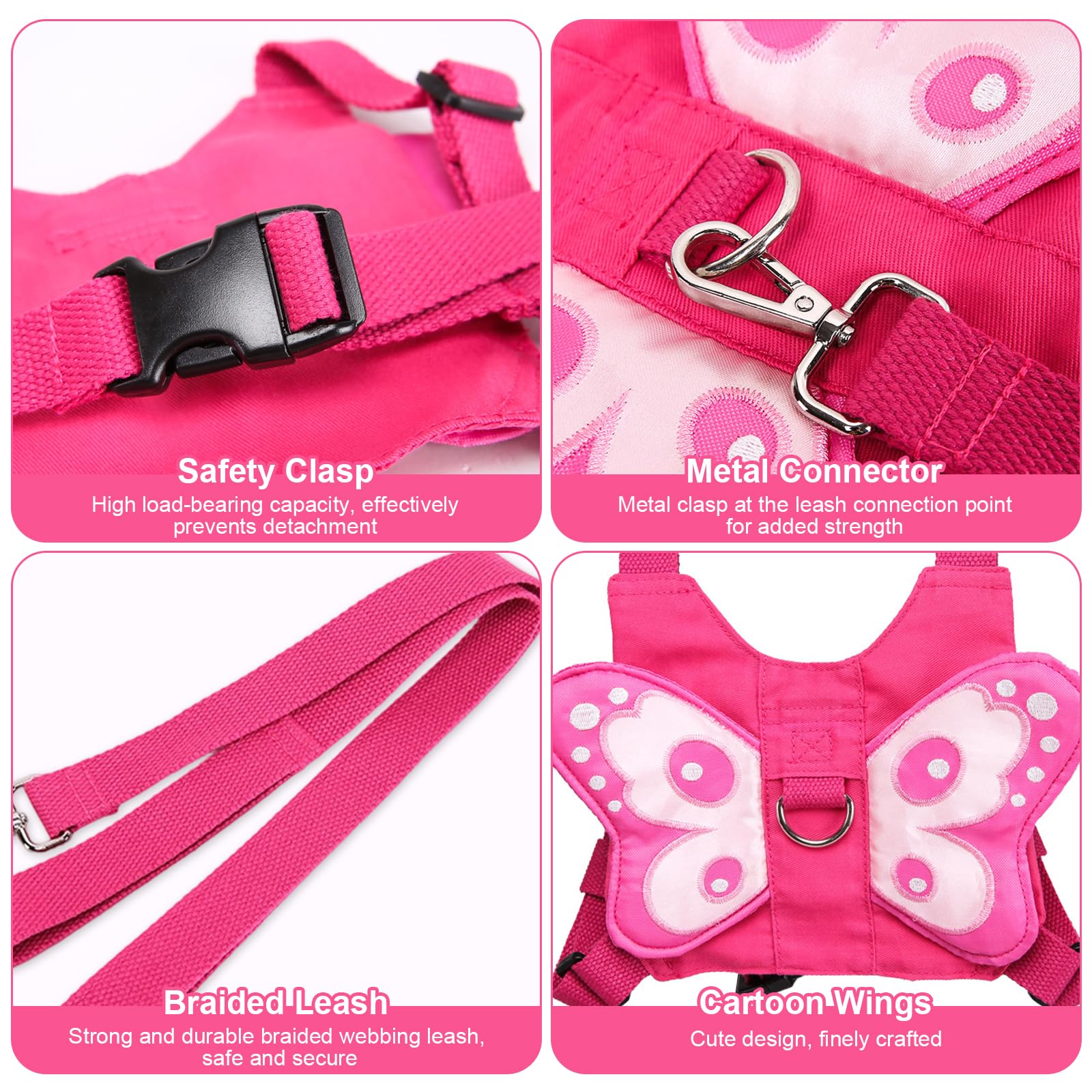 Bebé Anti-Lost Mochila, Mariposa Baby Kids Anti-perdido Mochila con Mini de Arnés Reins Niño Pequeño con Correa de Seguridad