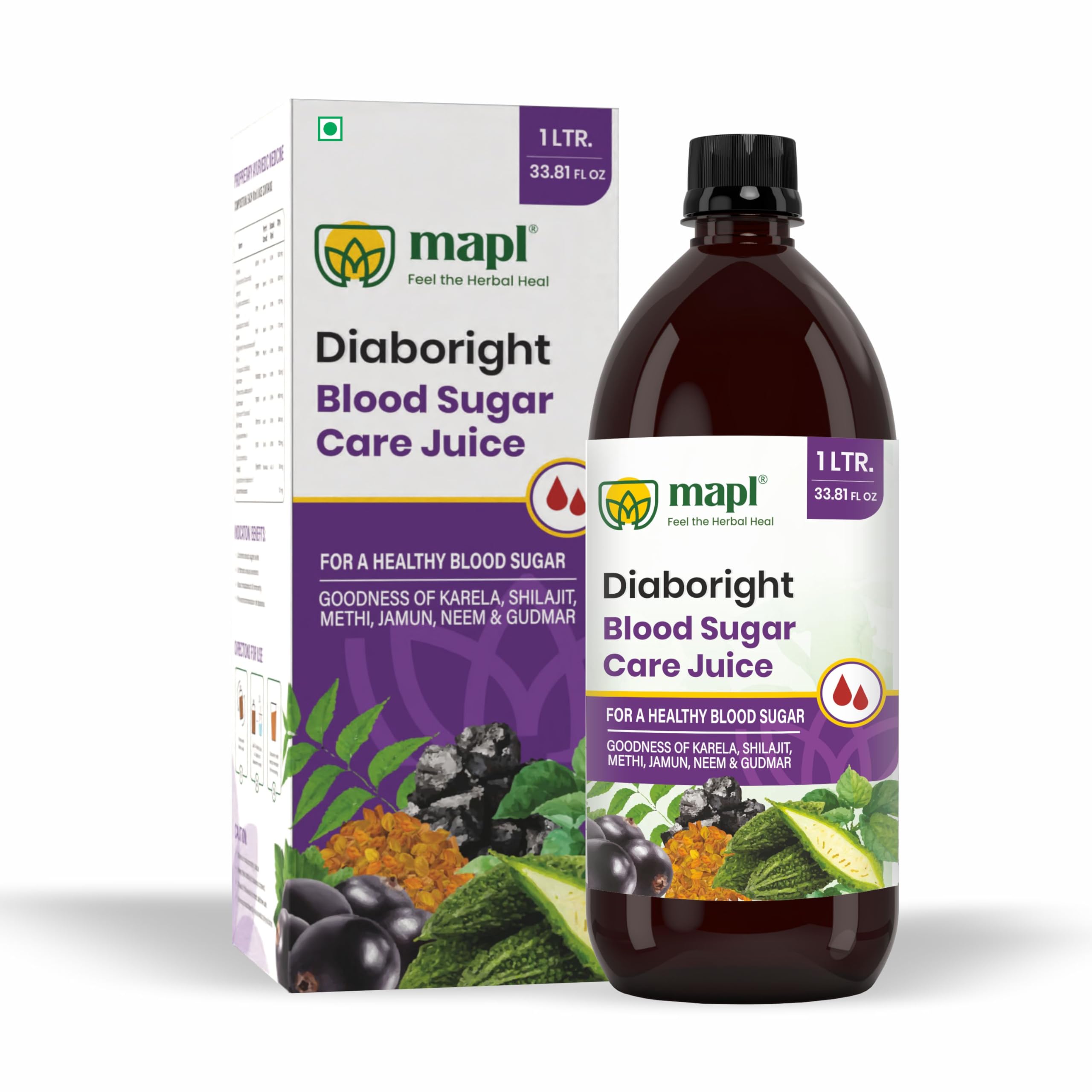 MAPL Diaboright Diabetic Care Juice - 1L | Blood Sugar Control | Diabetic Syrup with Amla, Neem, Karela, Jamun, Ayurvedic Herbal to Manage Sugar Levels-image-29