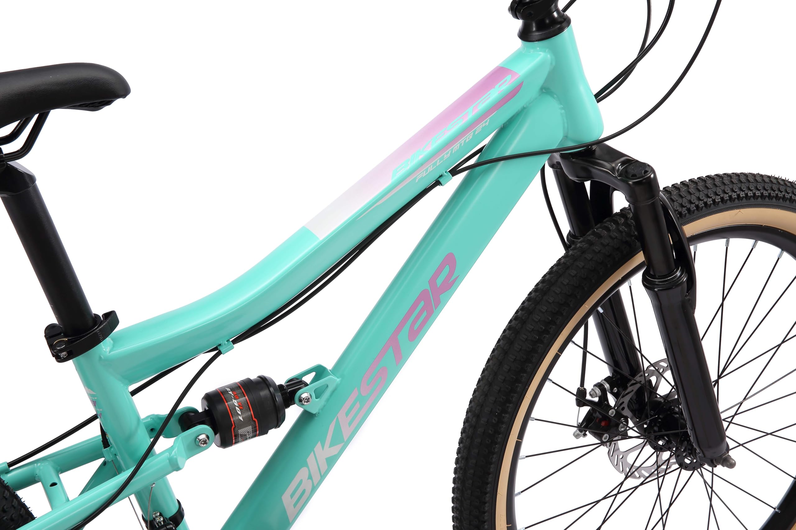 BIKESTAR Kinder Fahrrad Fully Mountainbike 21 Gang Shimano, Scheibenbremse ab 8 Jahre | 24 Zoll Kinderrad MTB | RISIKOFREI TESTEN
