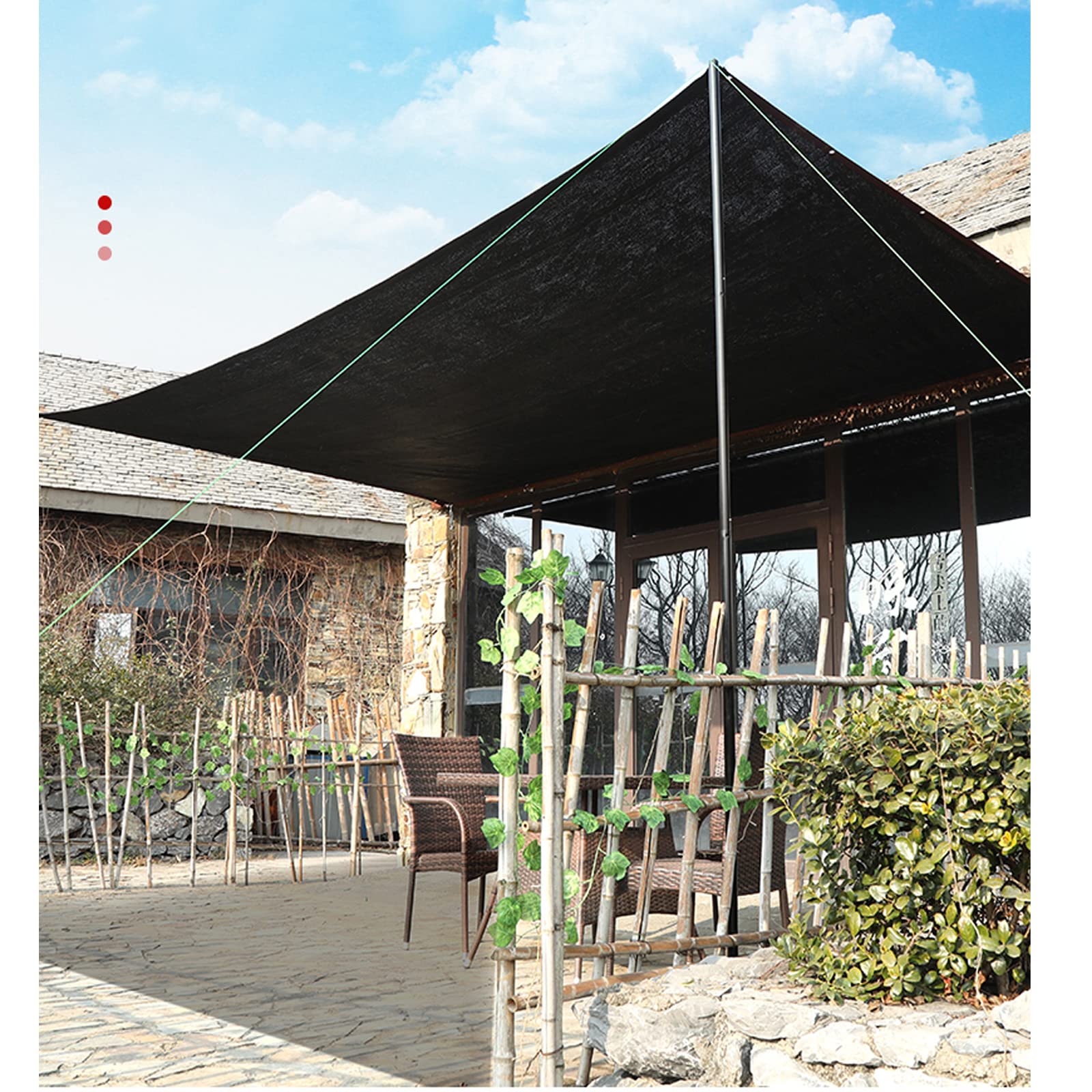 Red de Sombra de Jardín,Malla Sombreadora 90% Protección UV,Solar Sombra Paño Hdpe Transpirable de Secado Rápido,Malla de Sombreo Negro para Invernadero Porche Balcón Coche (5.5x6.5m)