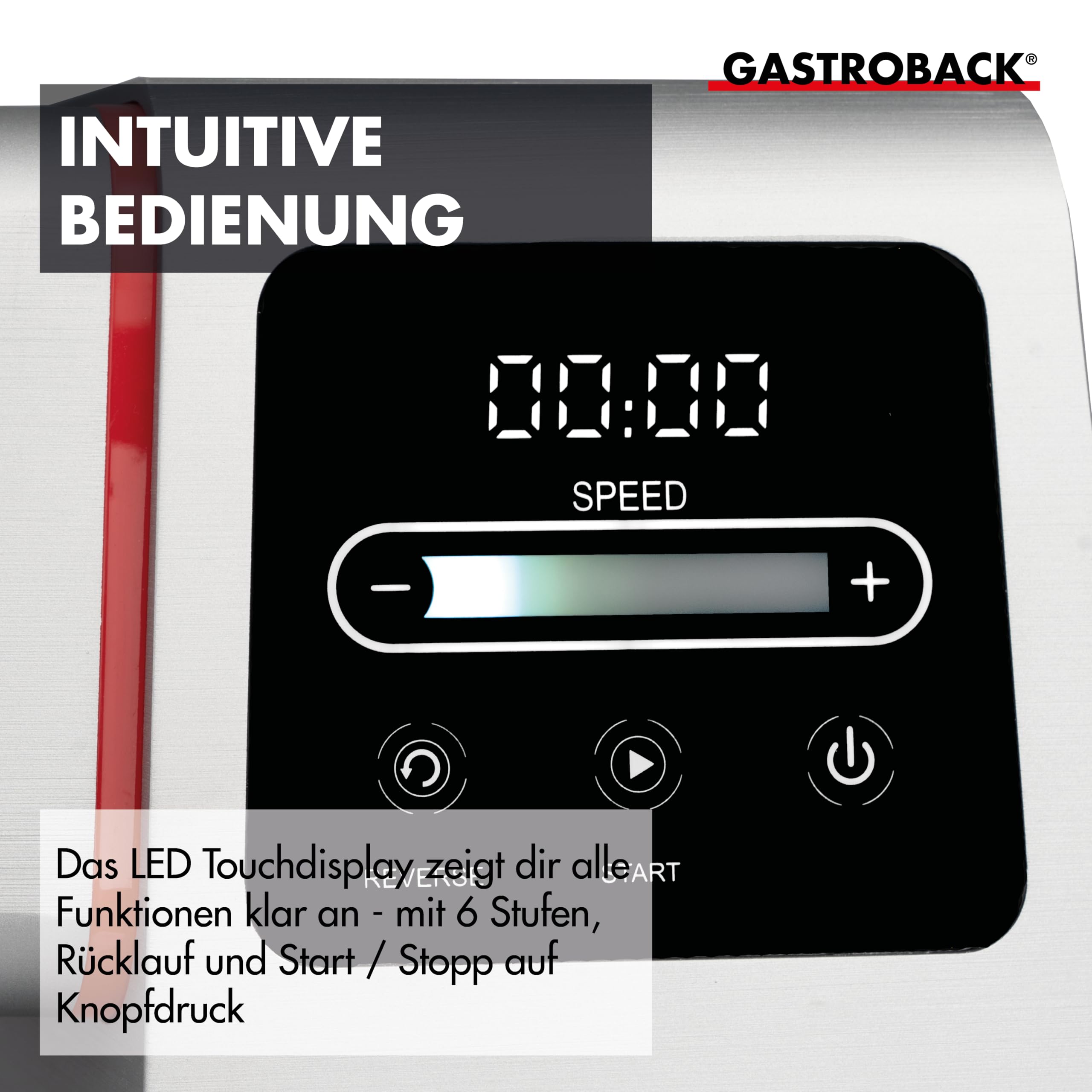 GASTROBACK Elektrischer Fleischwolf mit Wurstfüller und Spritzgebäckvorsatz - 2500 Watt 6-in-1 Edelstahl Meat Grinder - Wurstfüllmaschine elektrisch mit Touch Screen inkl Burger-Presse