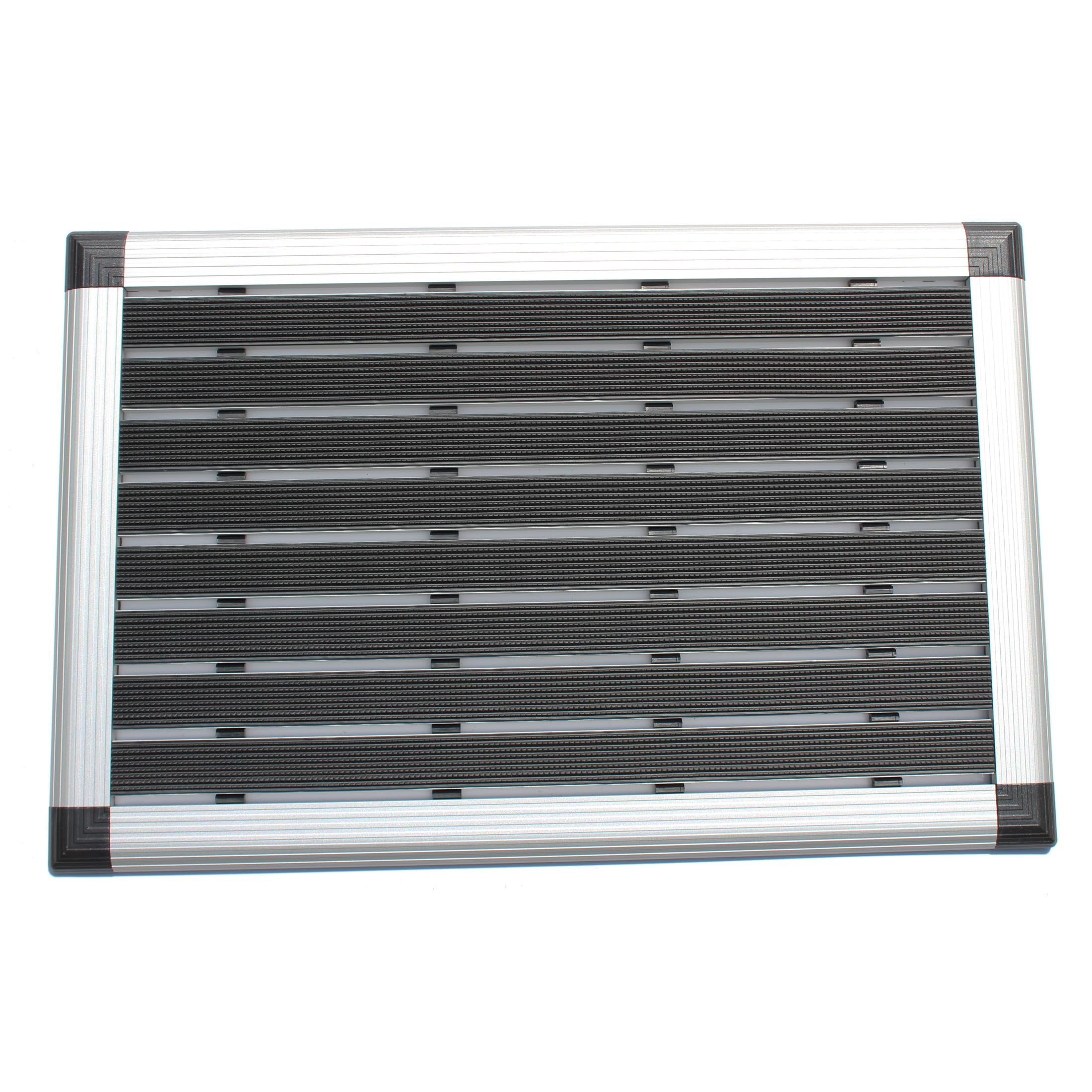Ultralux strapazierfähige Aluminium-Schmutzfangmatte, rutschfest, langlebige Kratzmatte, wetterfest, rostfrei, Außenbereich-Entwässerungsmatte 40 x 60cm, Metall-Schmutzbarriere in Silber & Schwarz