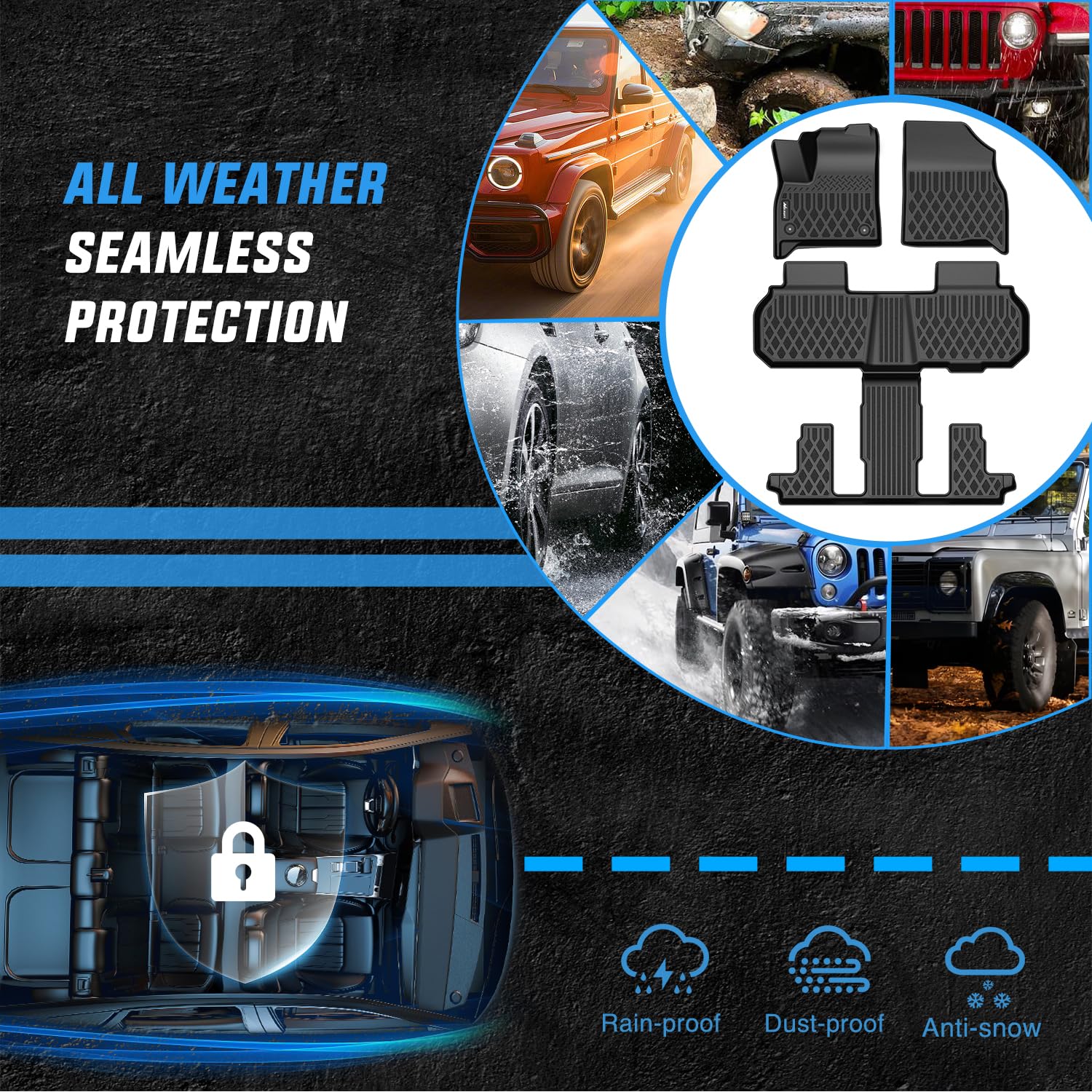 Nilight TPE Floor Mats for Chevy Traverse GMC Acadia 7 Seats 2024-2026 Buick Enclave 7 Seats 2025 2026 — view 6