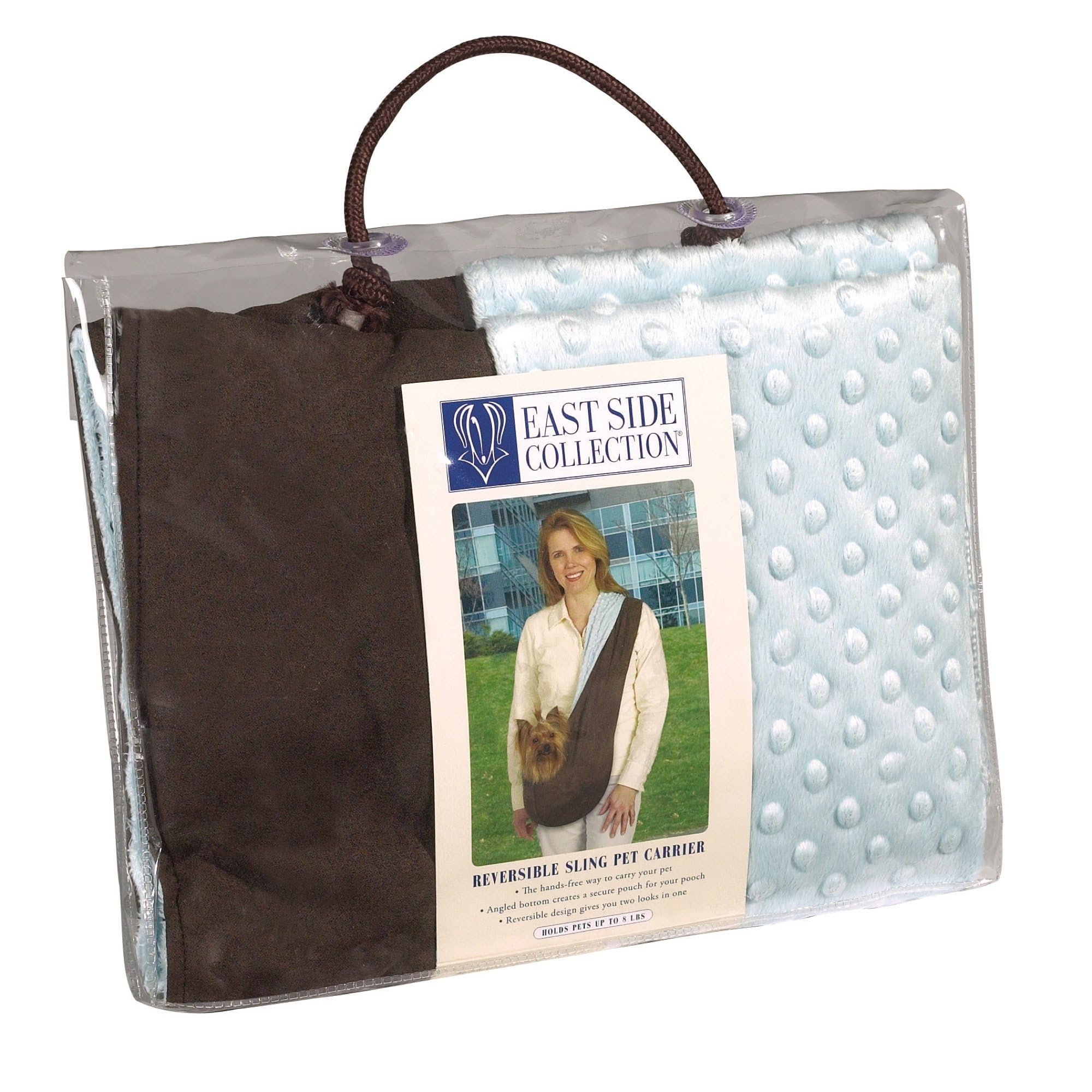 Reversible Sling Pet Carriers — Versatile Polyester Over-the-Shoulder Carriers for Small Dogs, Brown/Blue