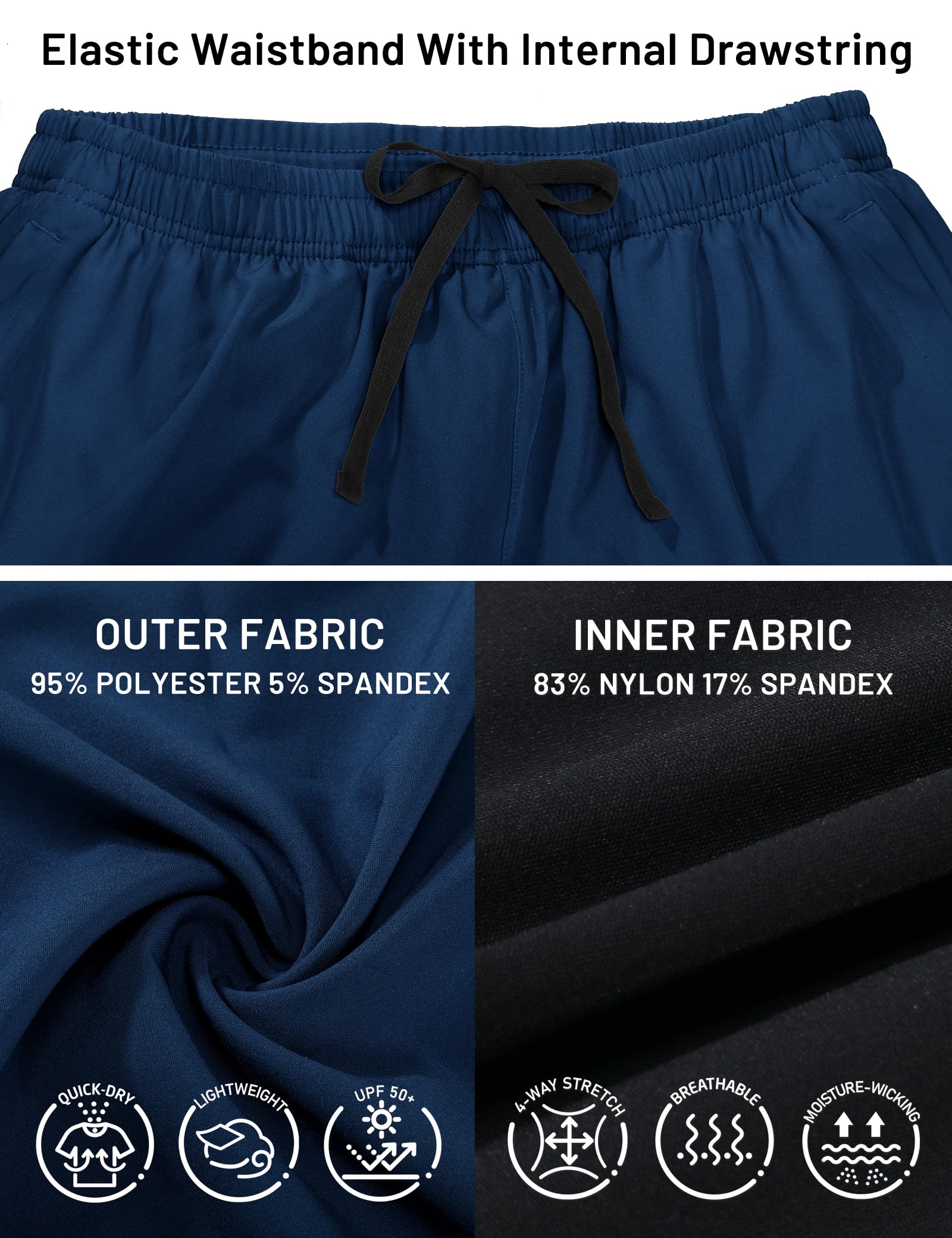 MIER Pantaloncini da corsa 2 in 1 da uomo con fodera, 7,6 cm, ad asciugatura rapida, per palestra, allenamento, atletica, con tasche